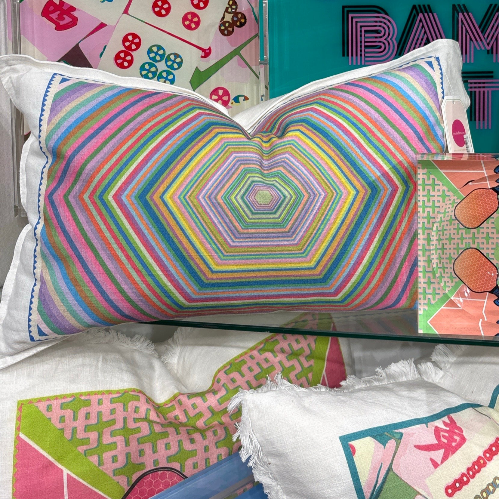 Pickelball Anyone Nancy Fran 22x22 White Fringe Pillow