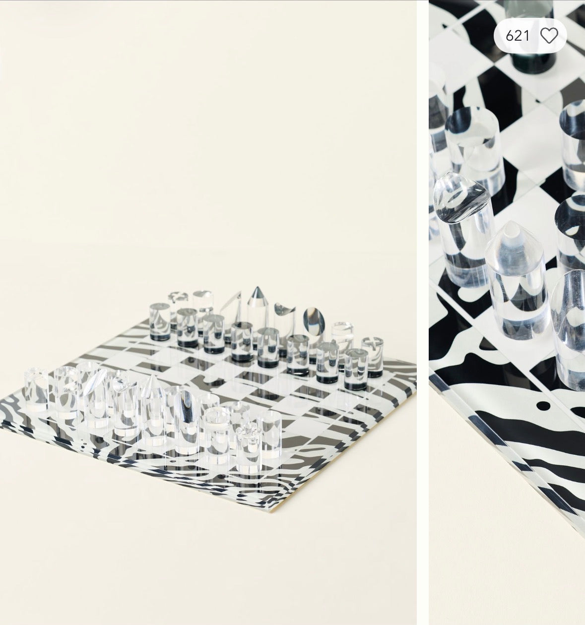 Zebra Skin Black White Acrylic Chess - nicolettemayer.com