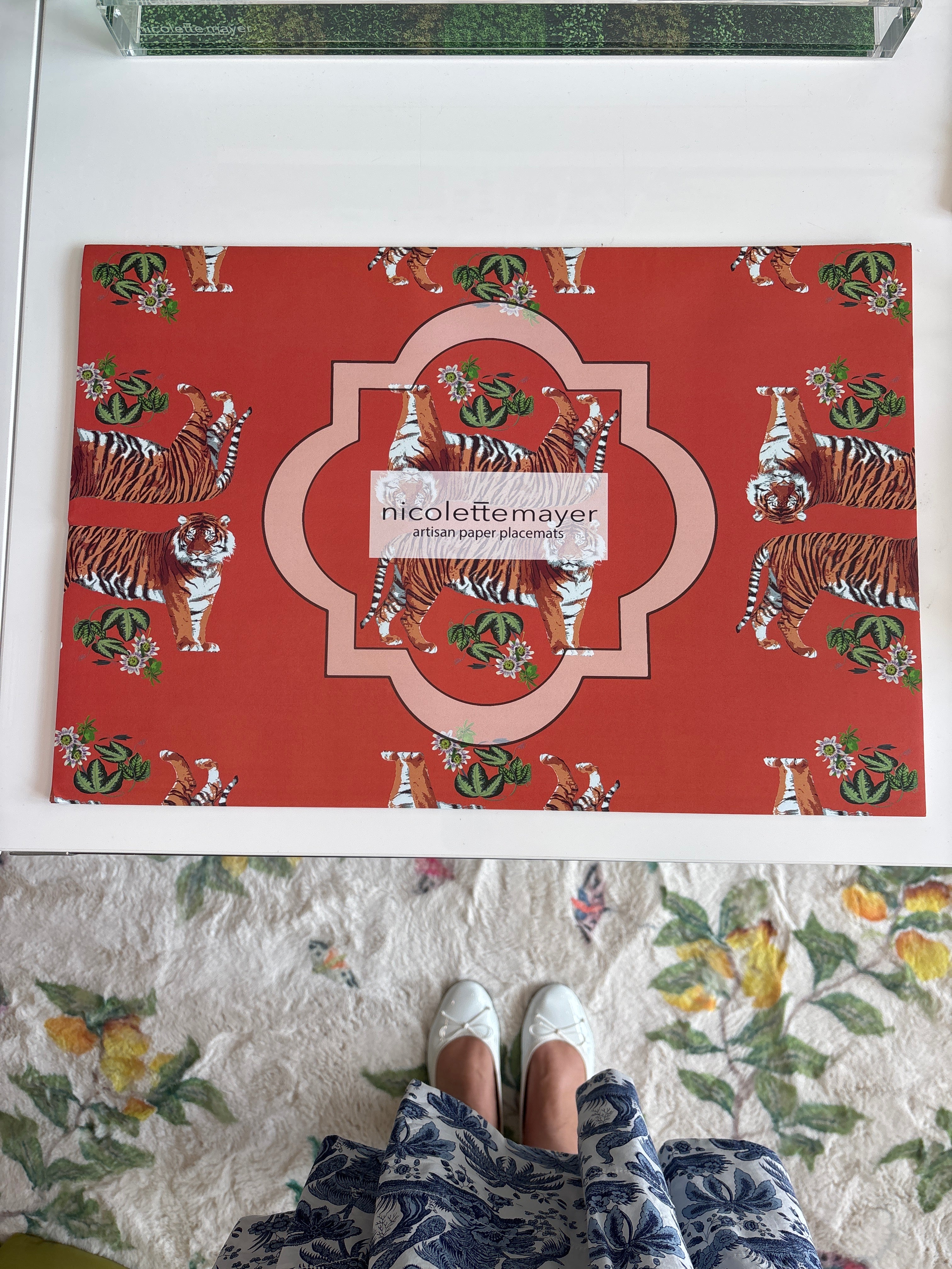 Tischset aus Papier „Tiger Seeing Double Orangerie“, 24 Stück