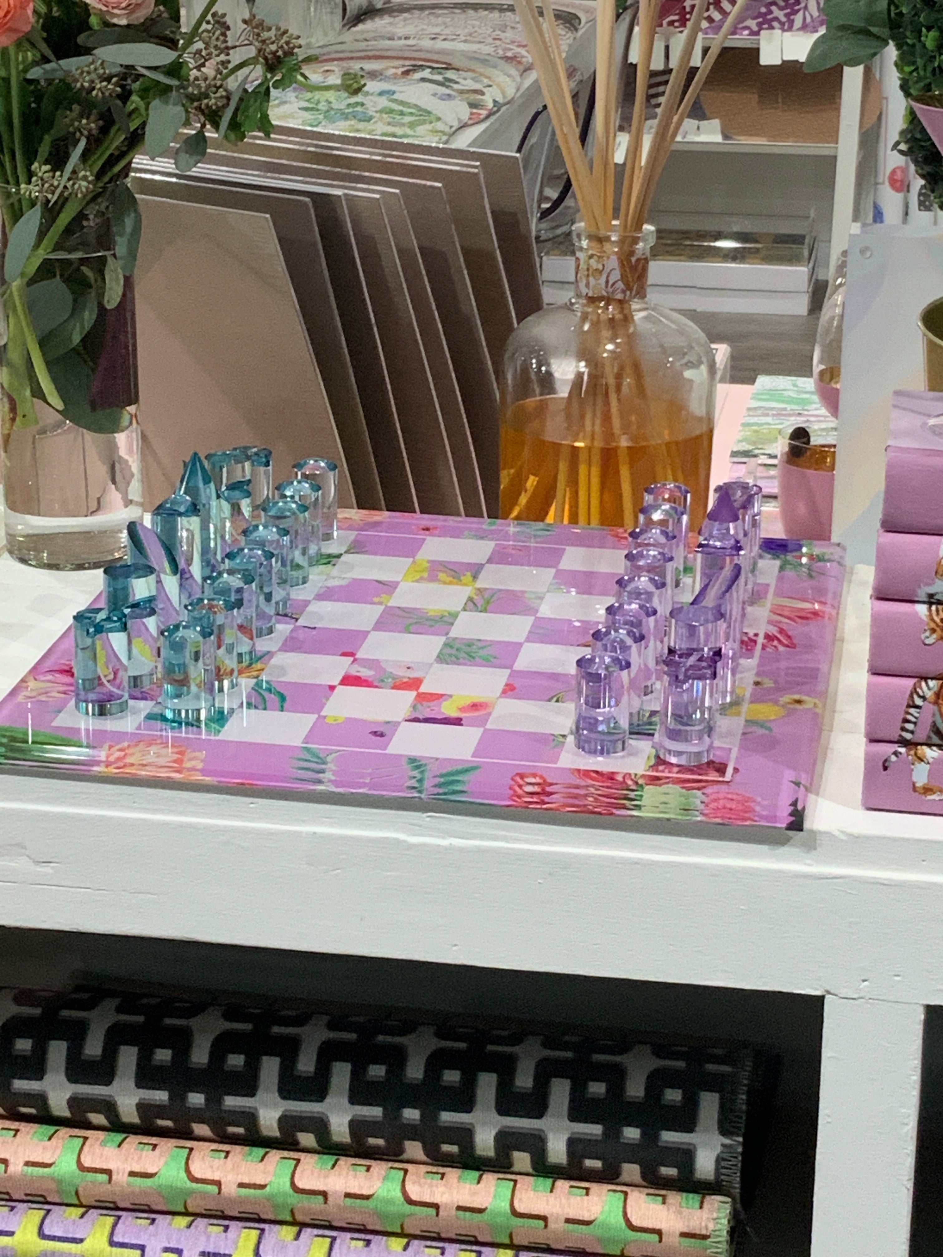 Flora Fauna Orchid Acrylic Chess