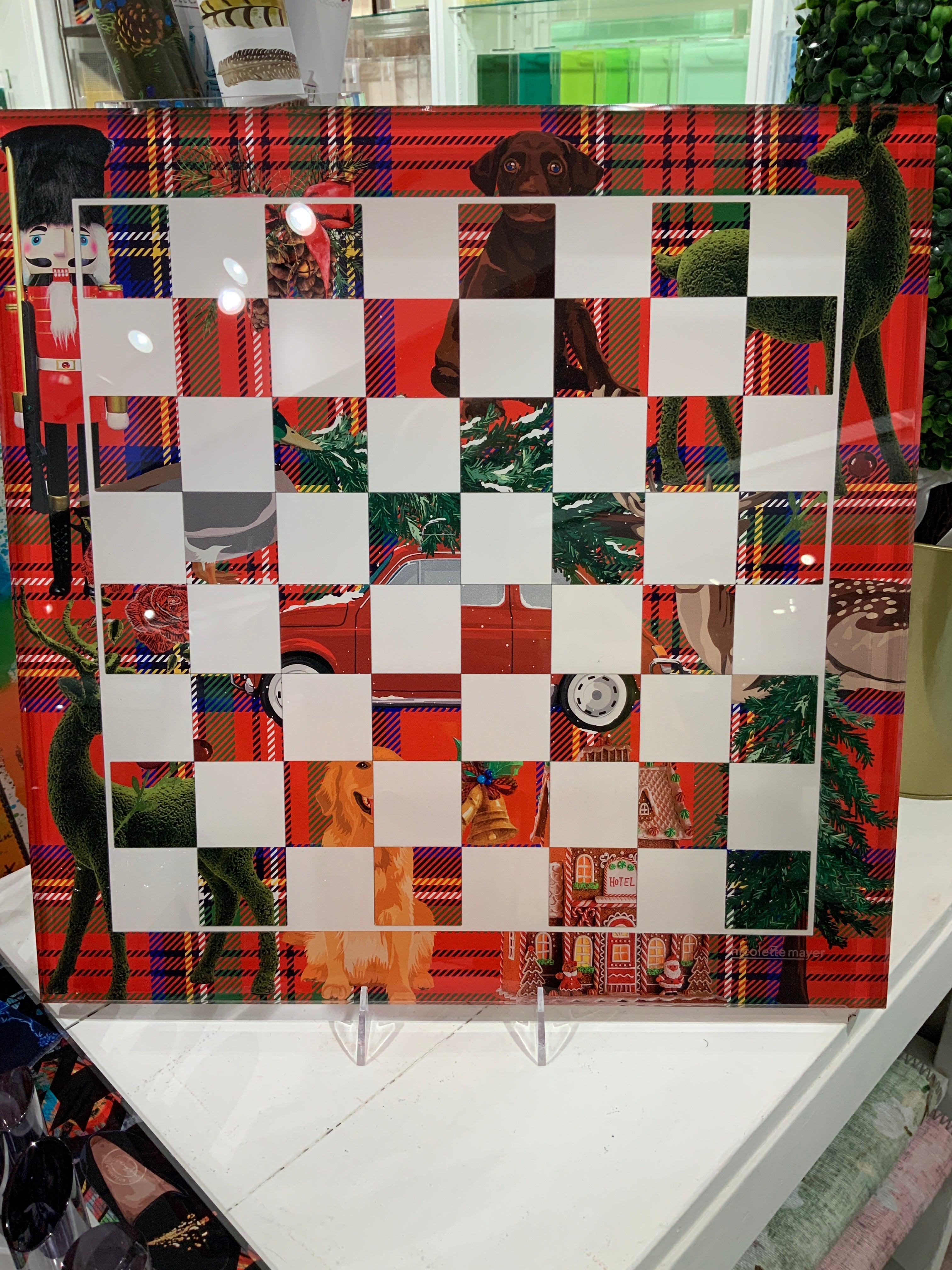 Ultimate Christmas Plaid Acrylic Chess