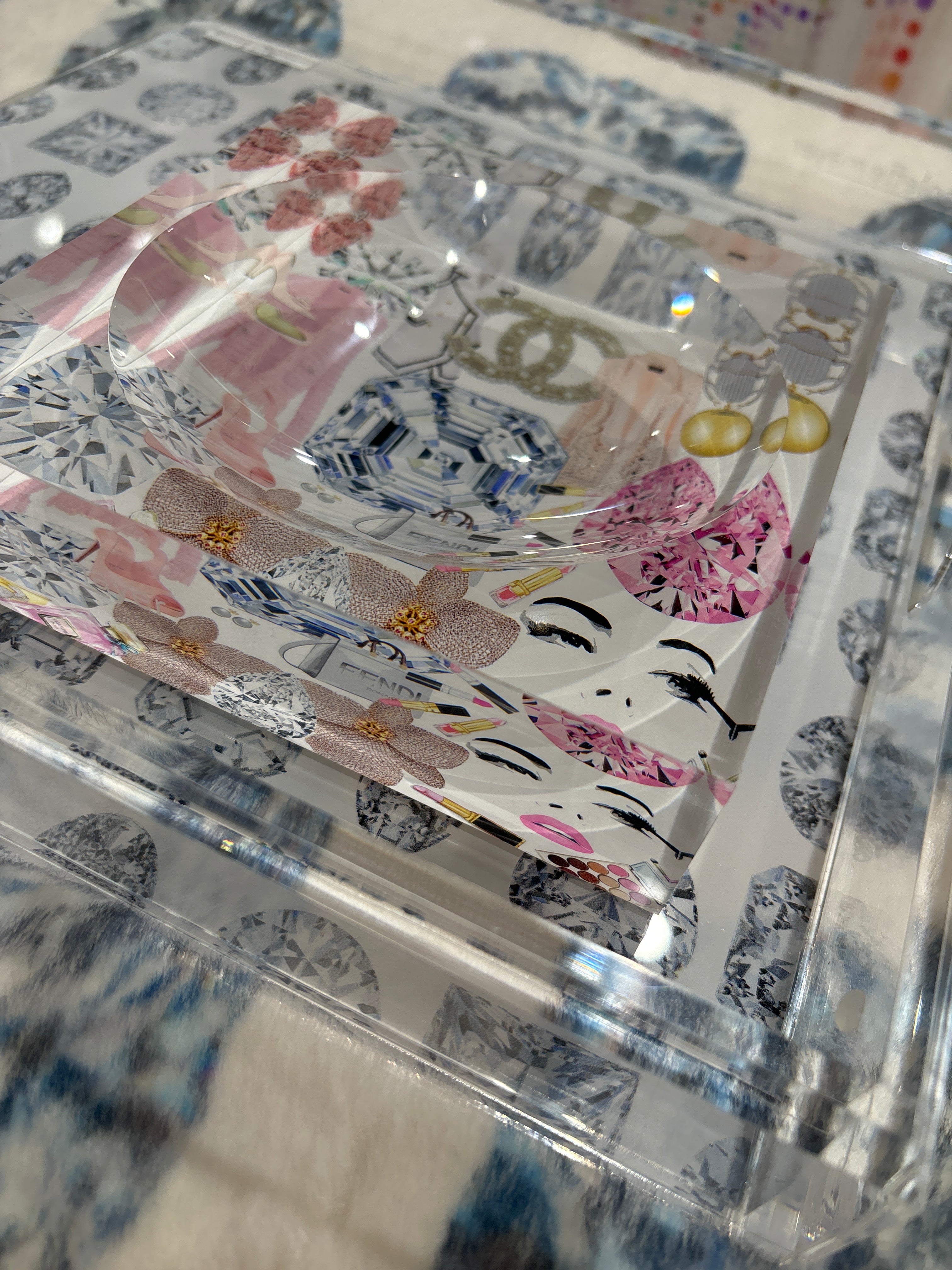 Bougie Women Nuevo Pink White Acrylic Candy Catchall Dish