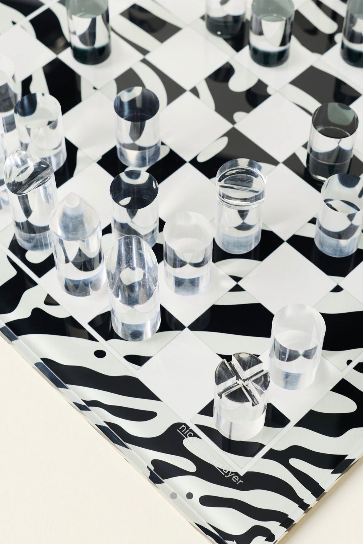 Zebra Skin Black White Acrylic Chess - nicolettemayer.com