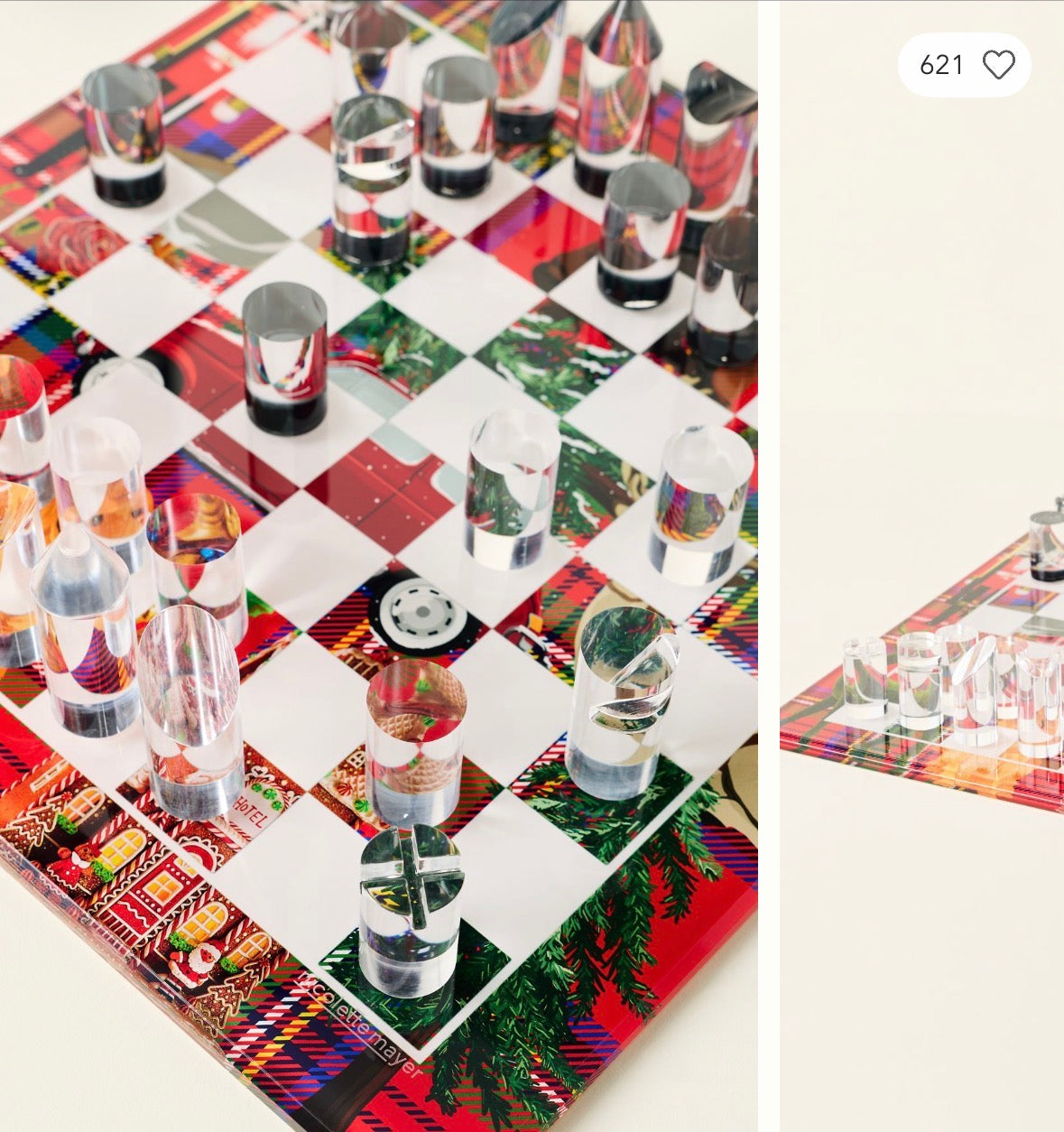Ultimate Christmas Plaid Acrylic Chess - nicolettemayer.com