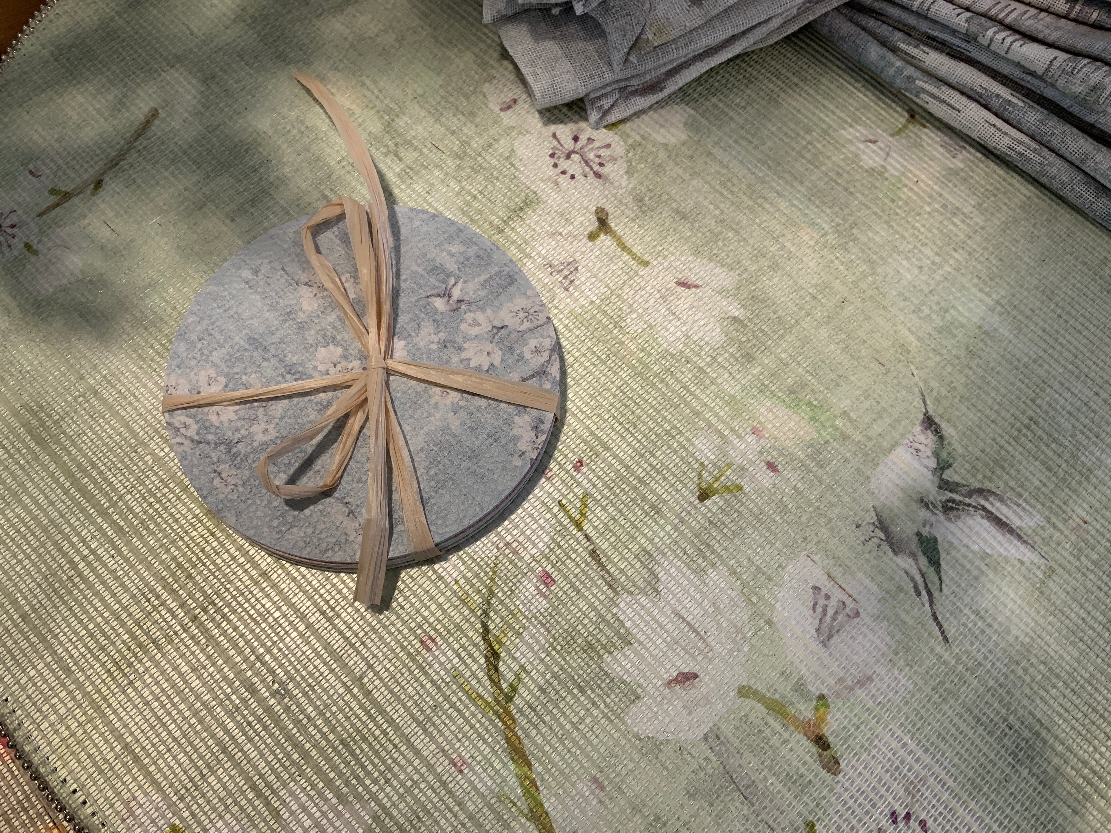 Blossom Fantasia Pastel Vegan Leather Round Coasters