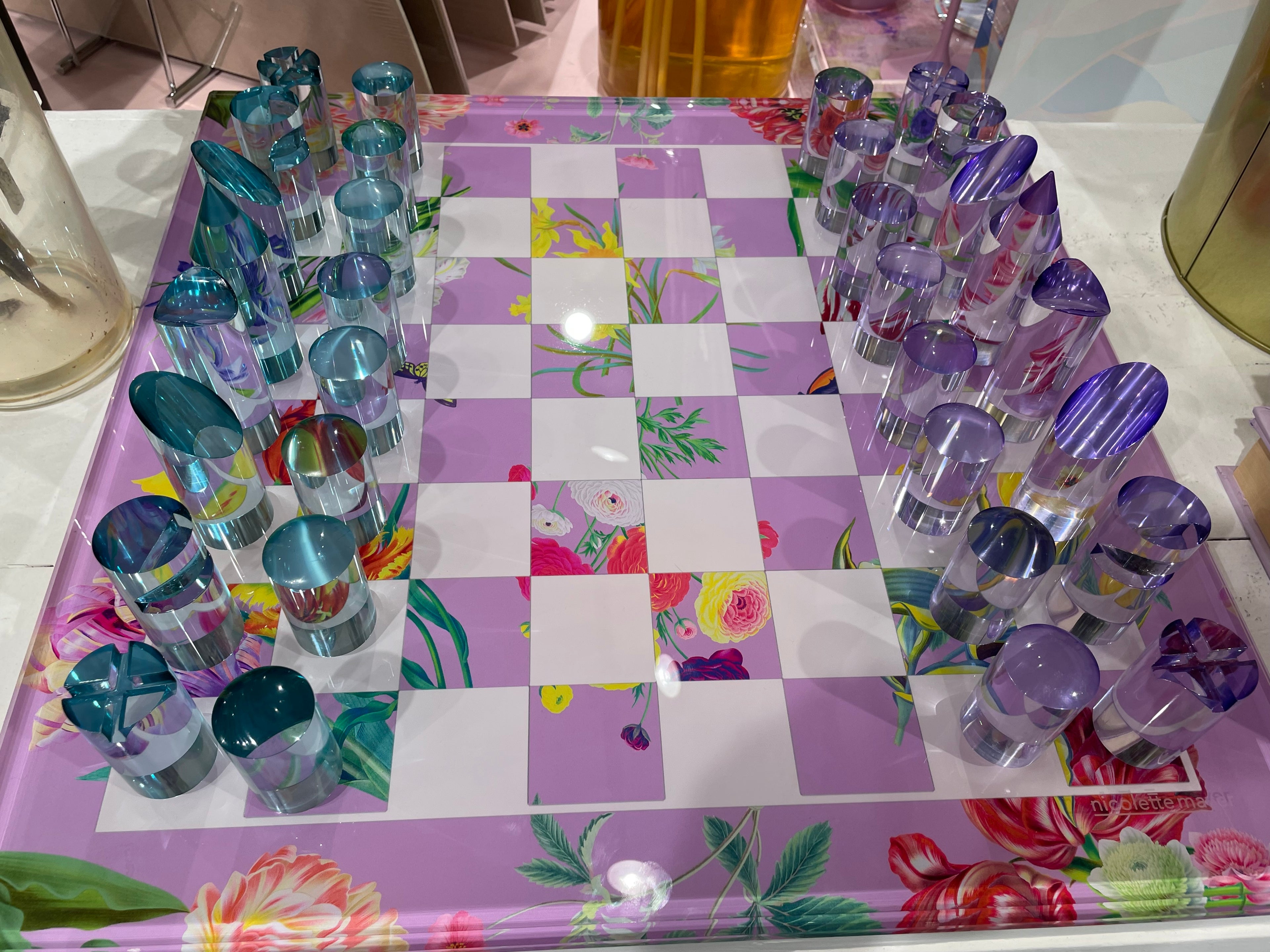 Flora Fauna Orchid Acrylic Chess