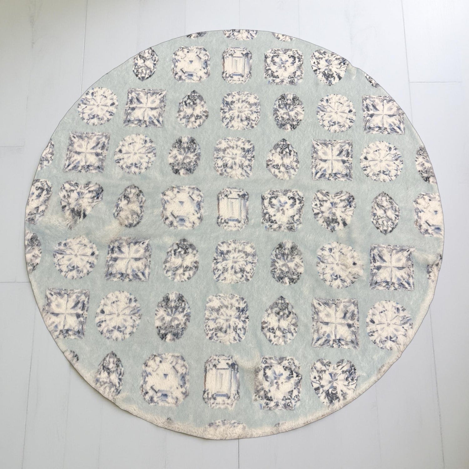Bougie Diamonds Dove Round Cloud Washable Rug