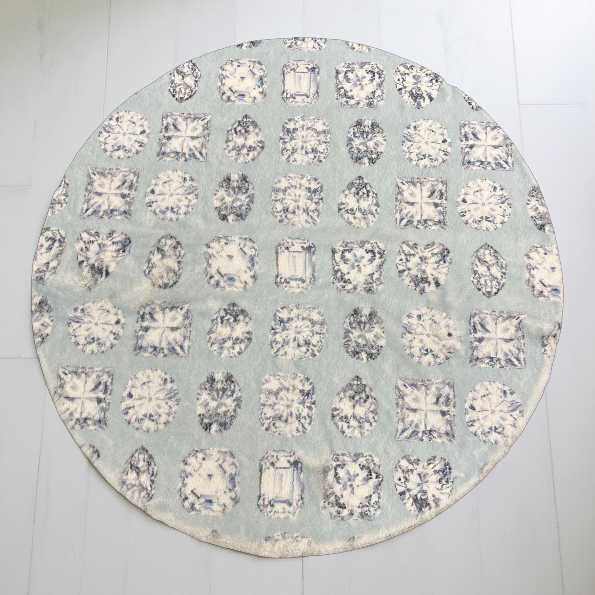 Bougie Diamonds Dove Round Cloud Washable Rug