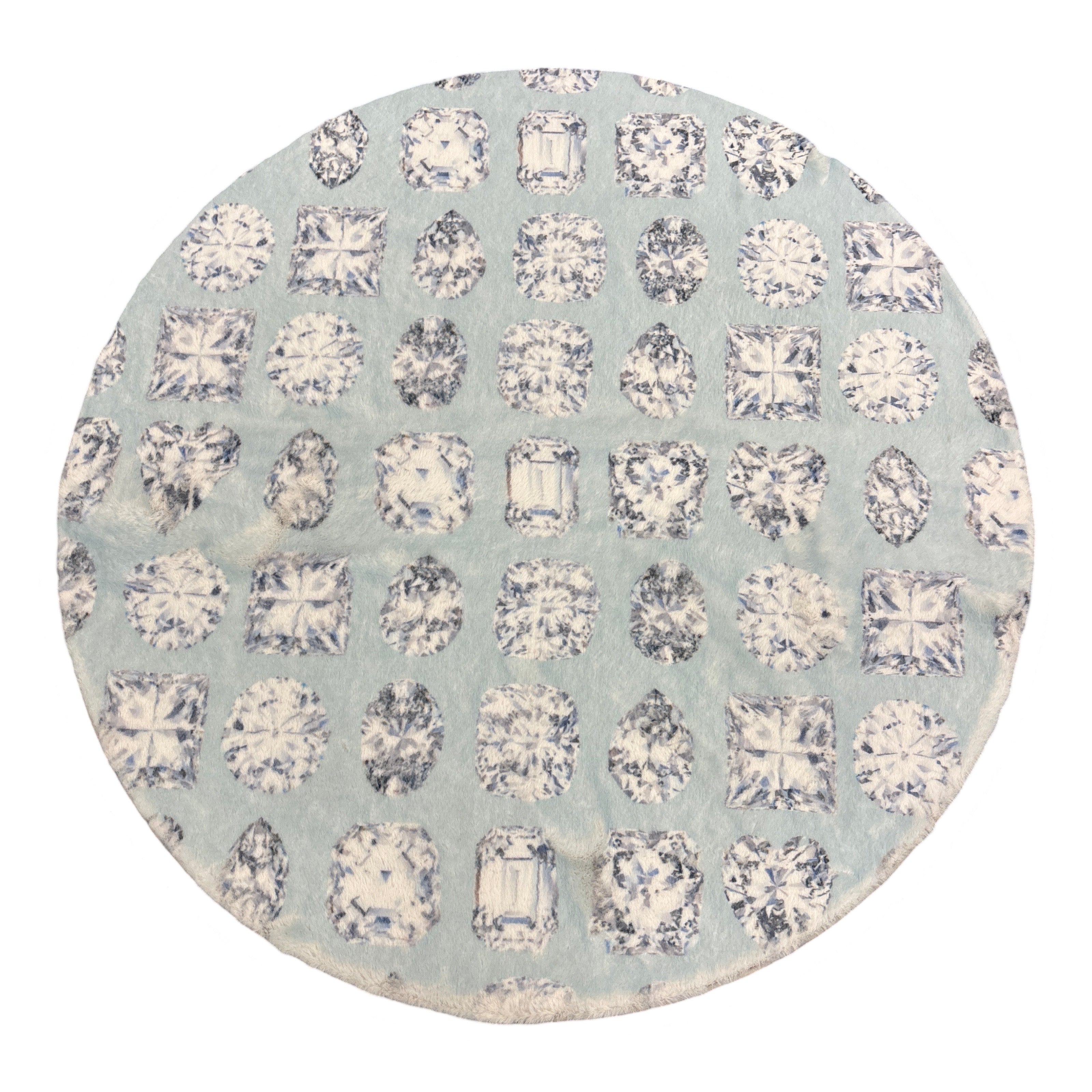 Bougie Diamonds Dove Round Cloud Washable Rug