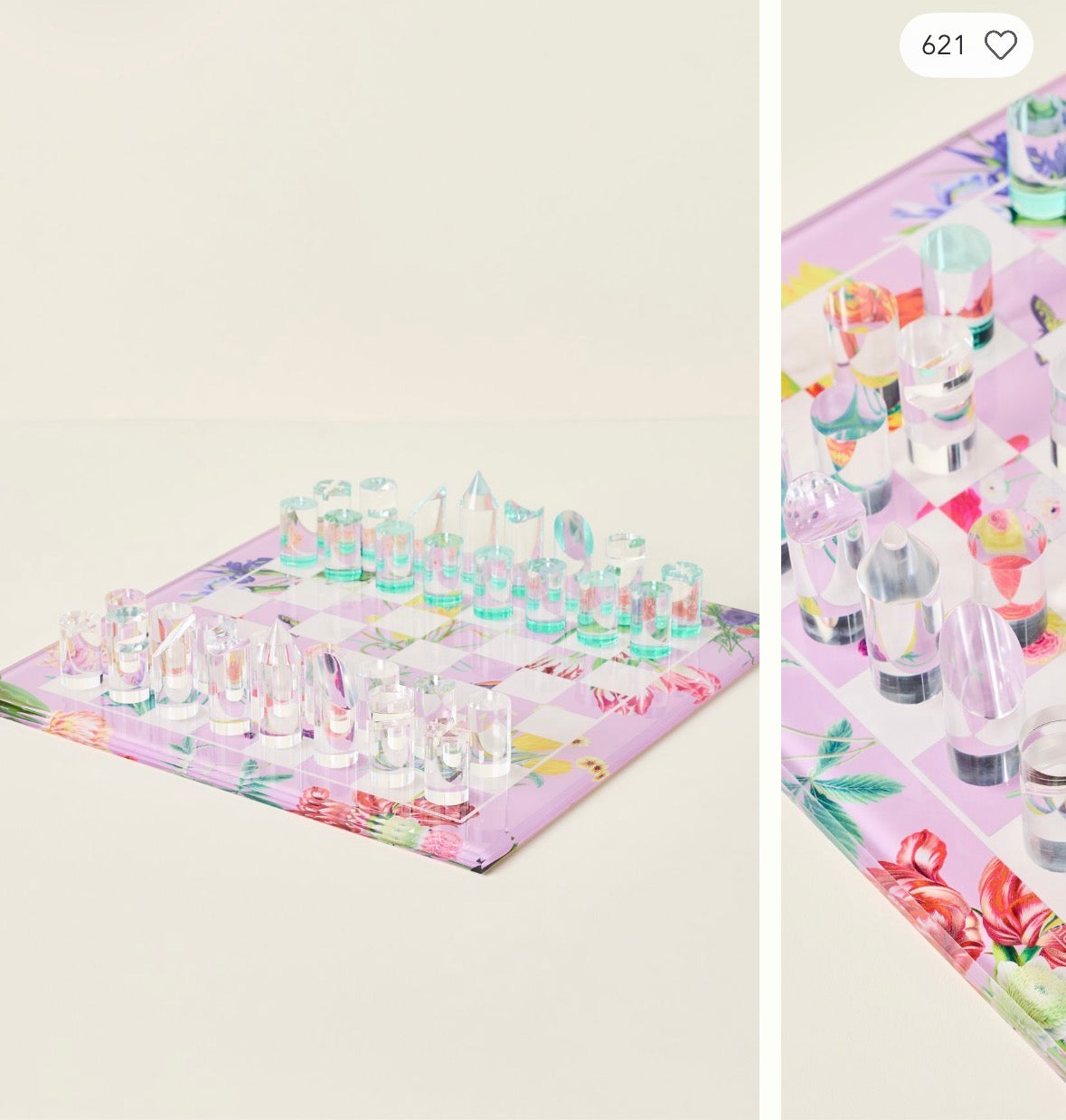 Flora Fauna Orchid Acrylic Chess - nicolettemayer.com