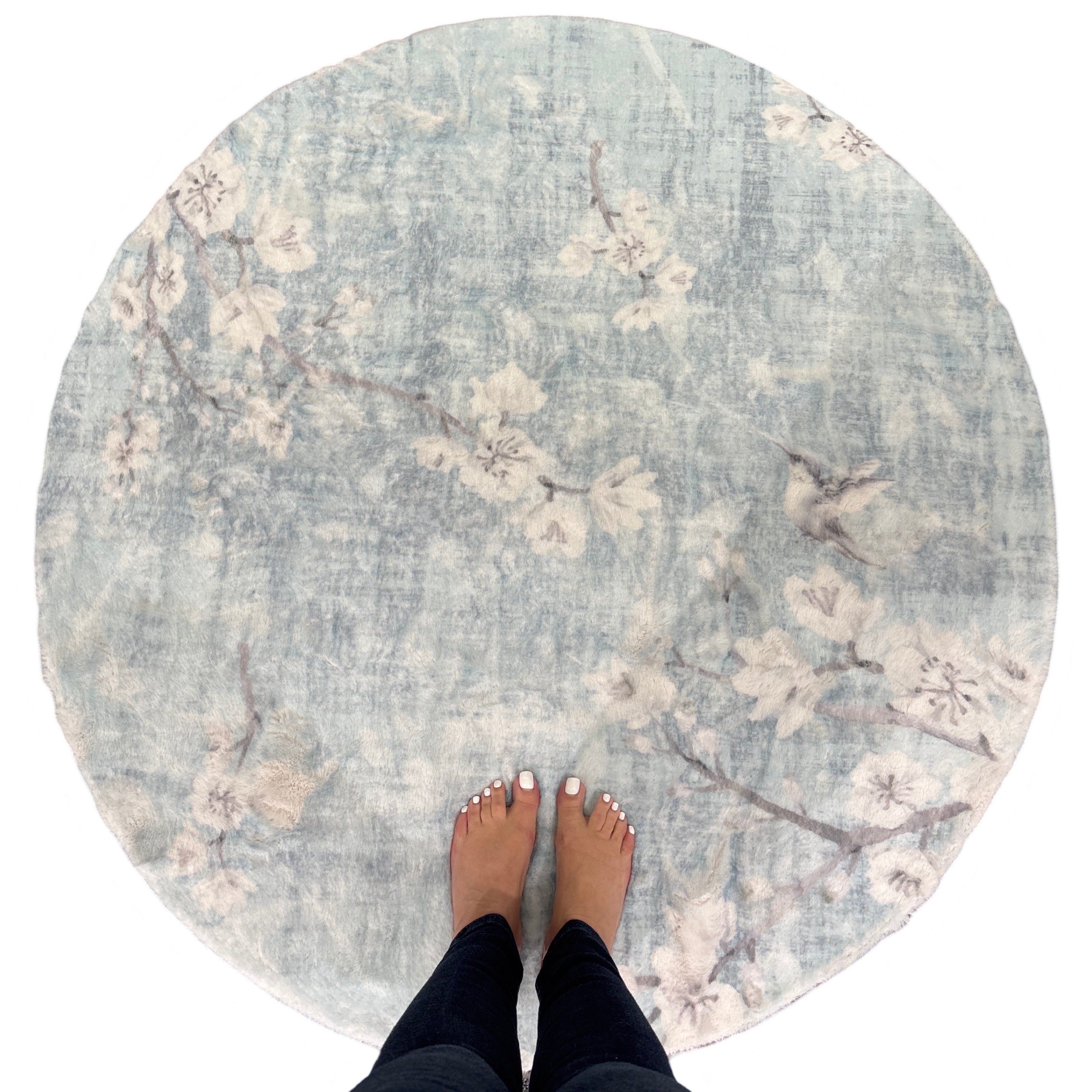Blossom Fantasia Sky Round Cloud Washable Rug