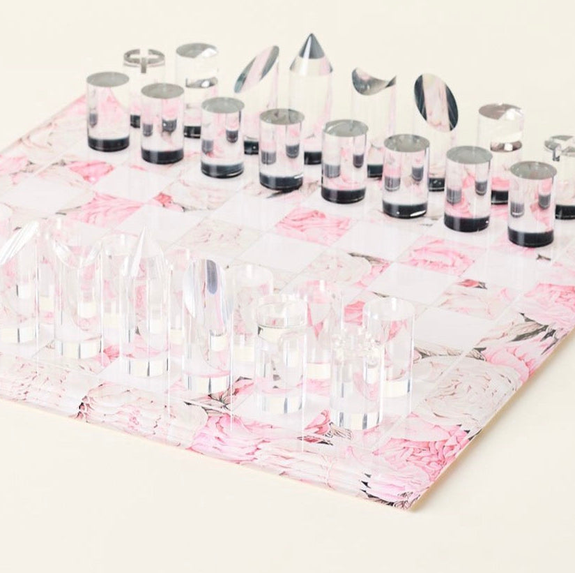 Peony Soft Pink Acrylic Chess - nicolettemayer.com