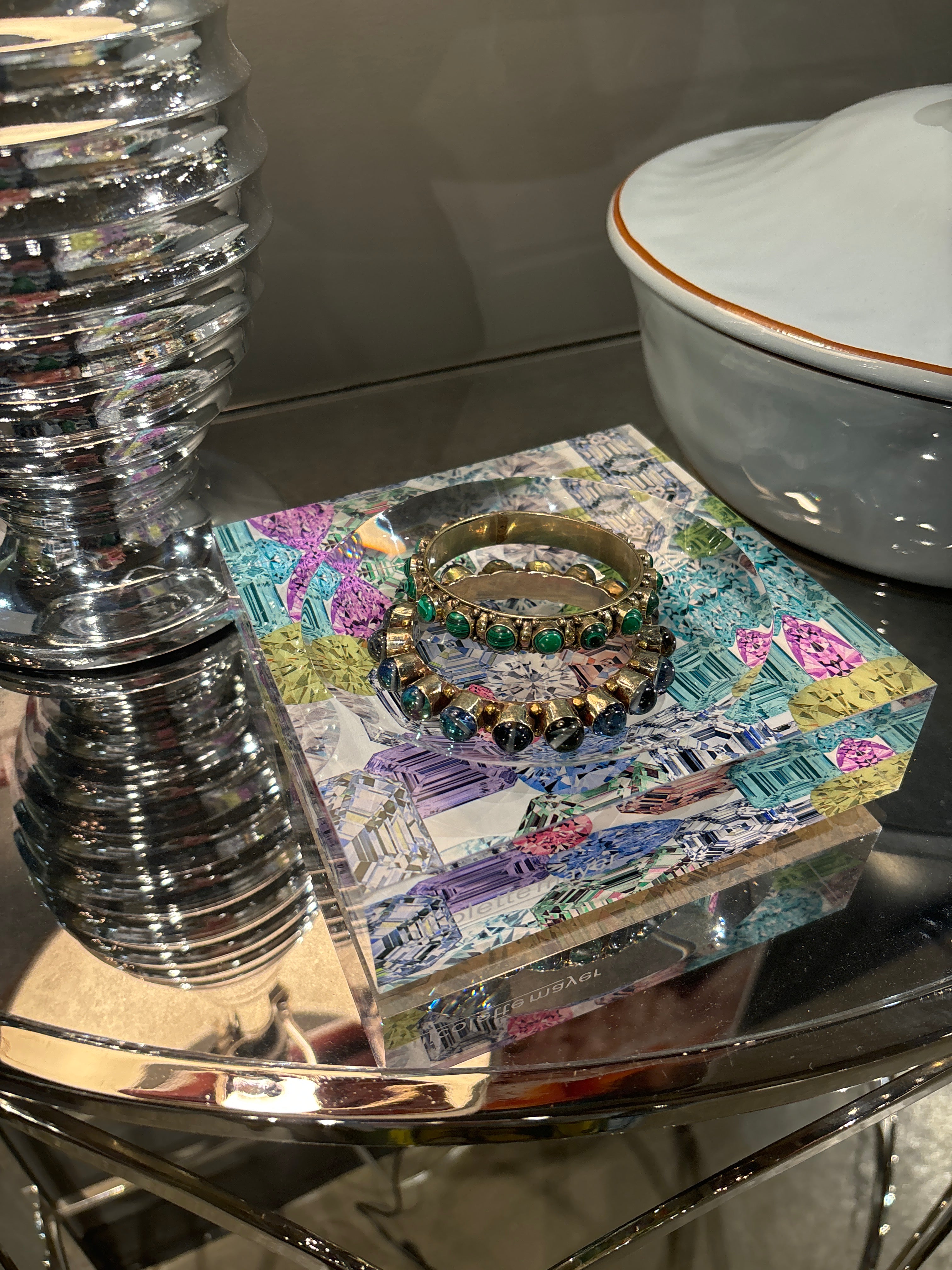 Rocks on White Acrylic Candy Catchall Dish - nicolettemayer.com