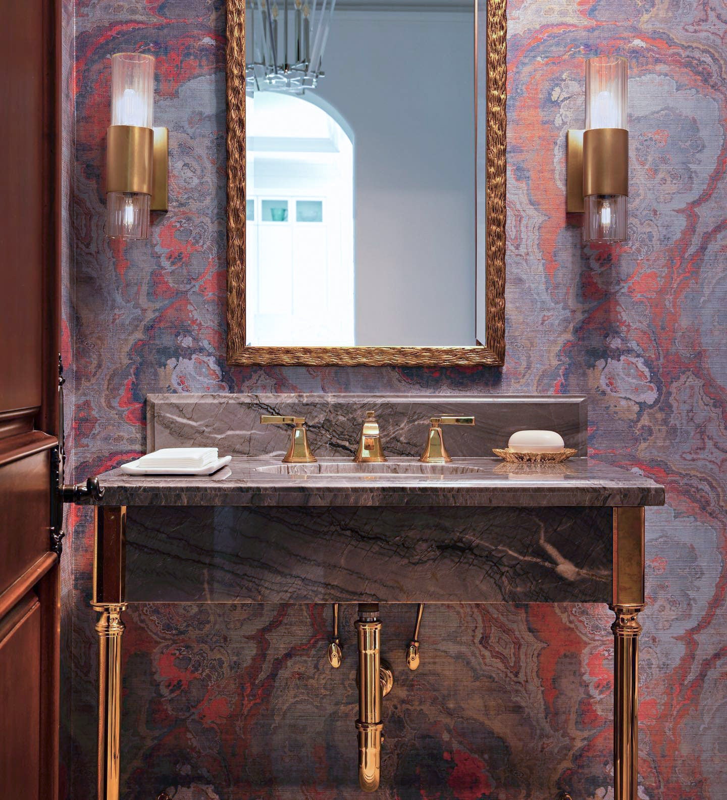 Agate Lava Grasscloth Printed Wallpaper