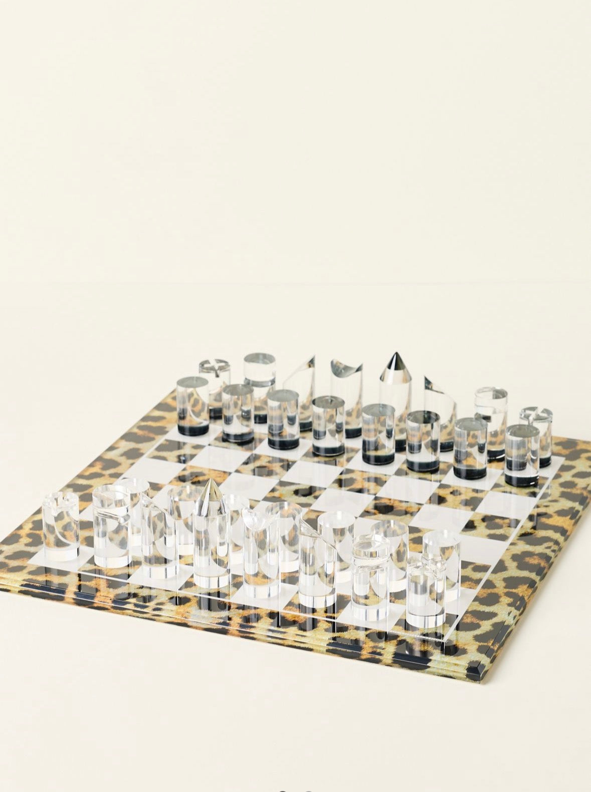 Leopard Skin Natural Acrylic Chess - nicolettemayer.com