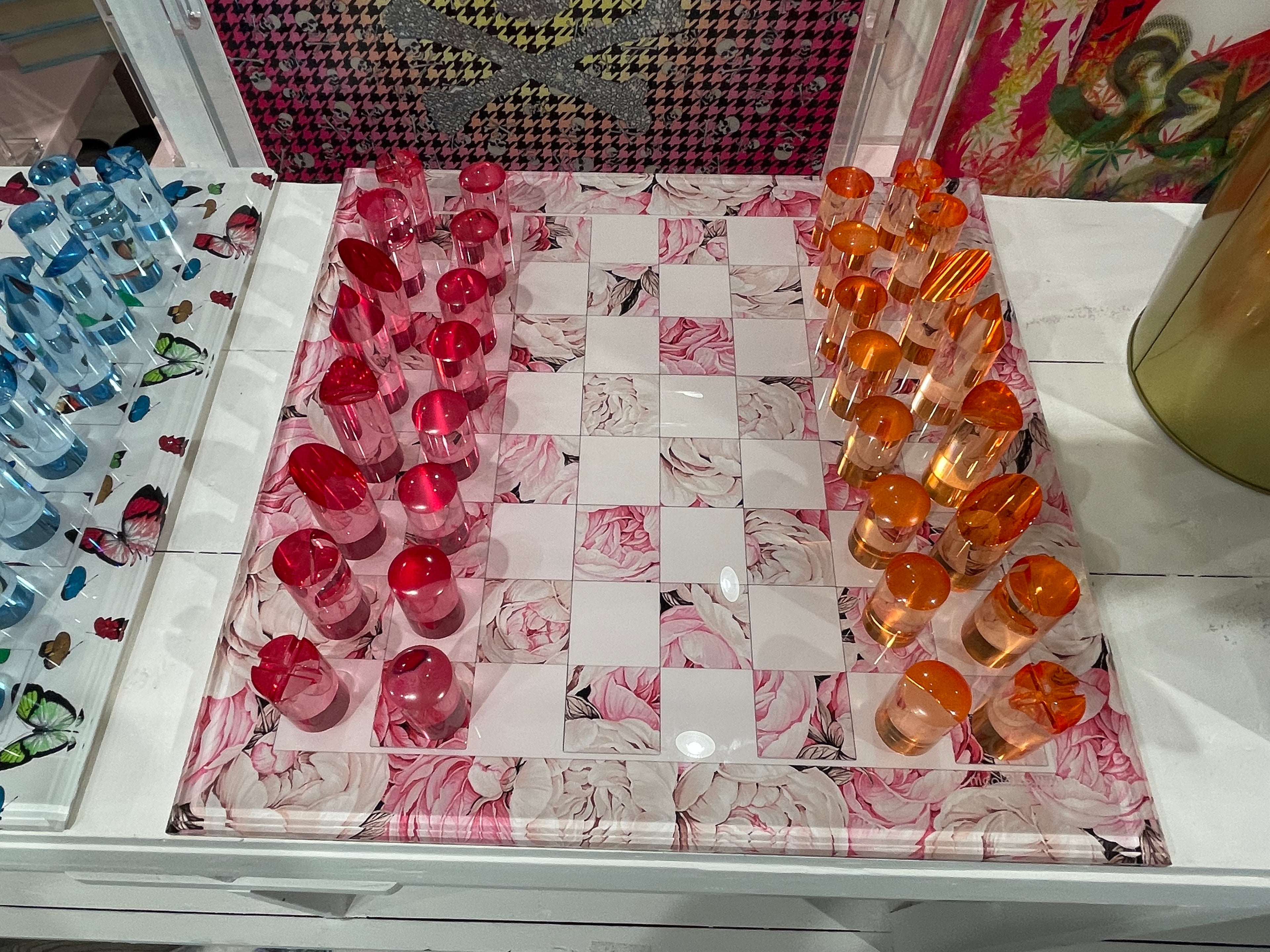Peony Soft Pink Acrylic Chess - nicolettemayer.com