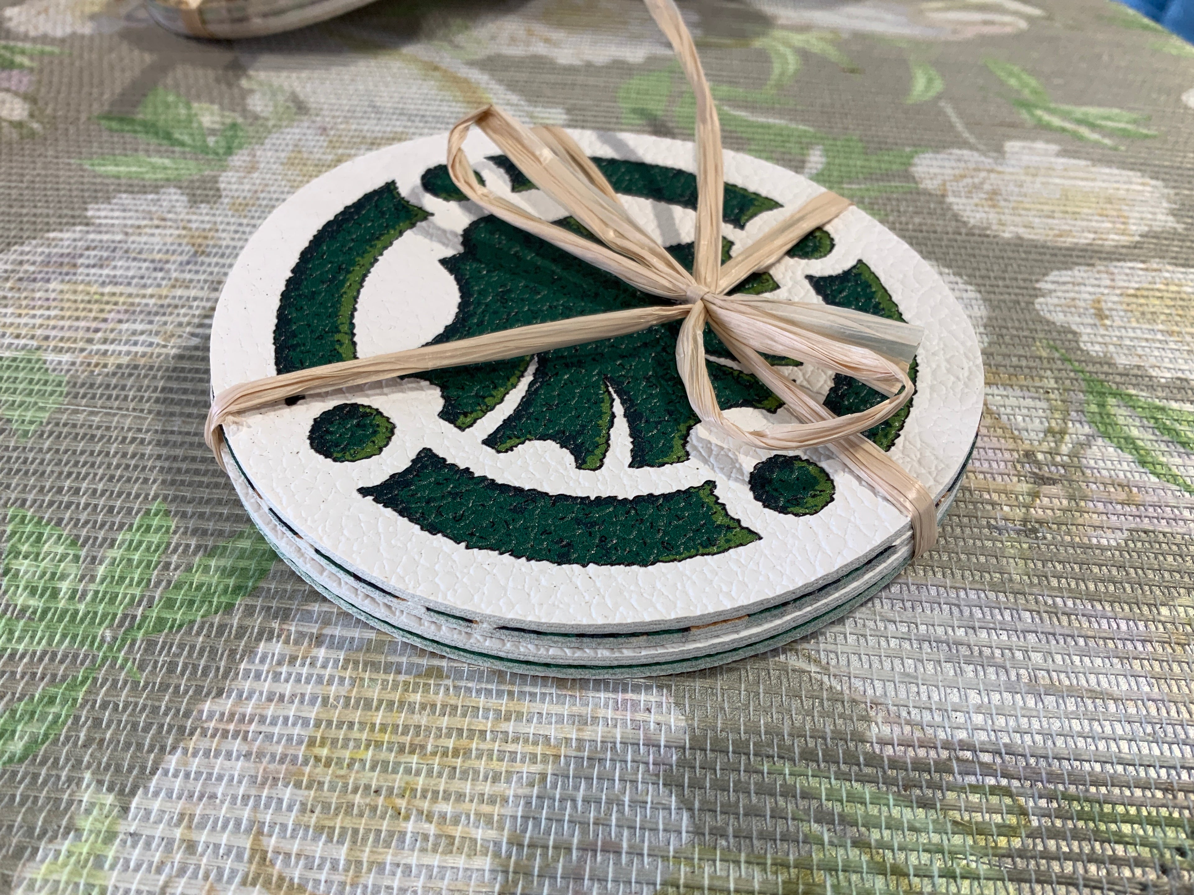 Timothy Corrigan Jardin Vegan Leather Round Coasters