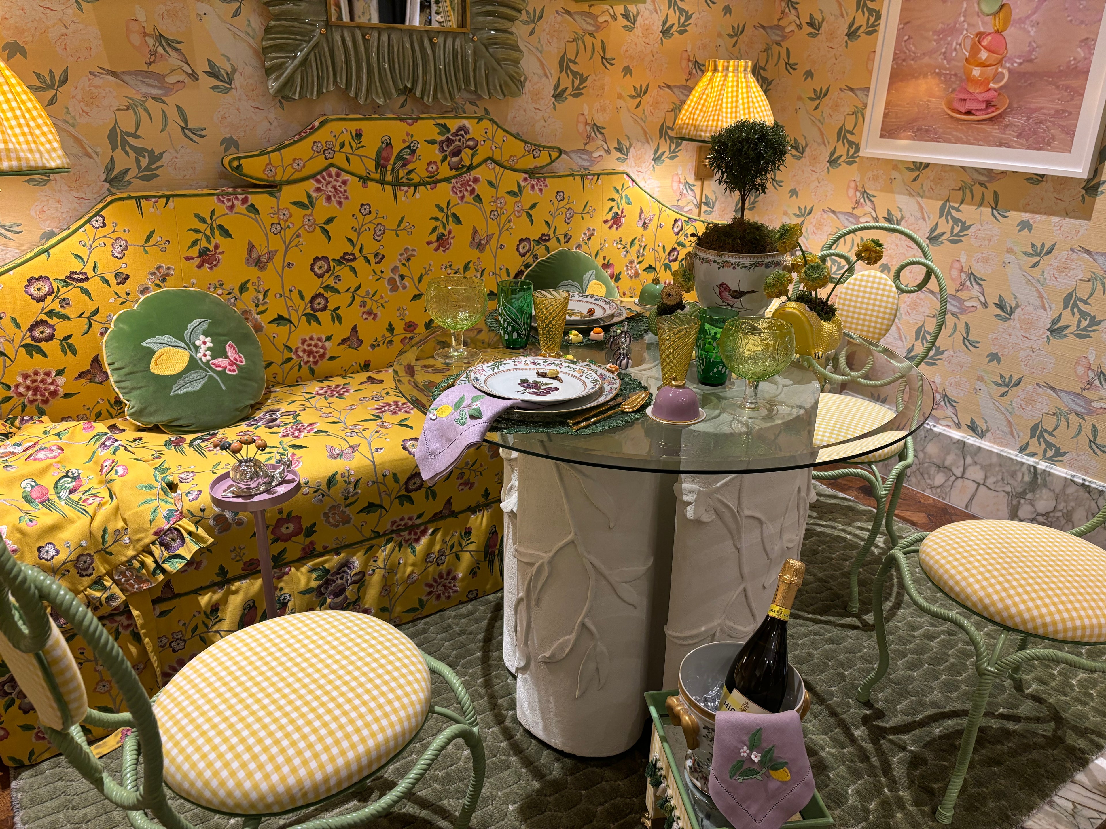 Peony Inspira Goldenrod Wallpaper, Per Yard