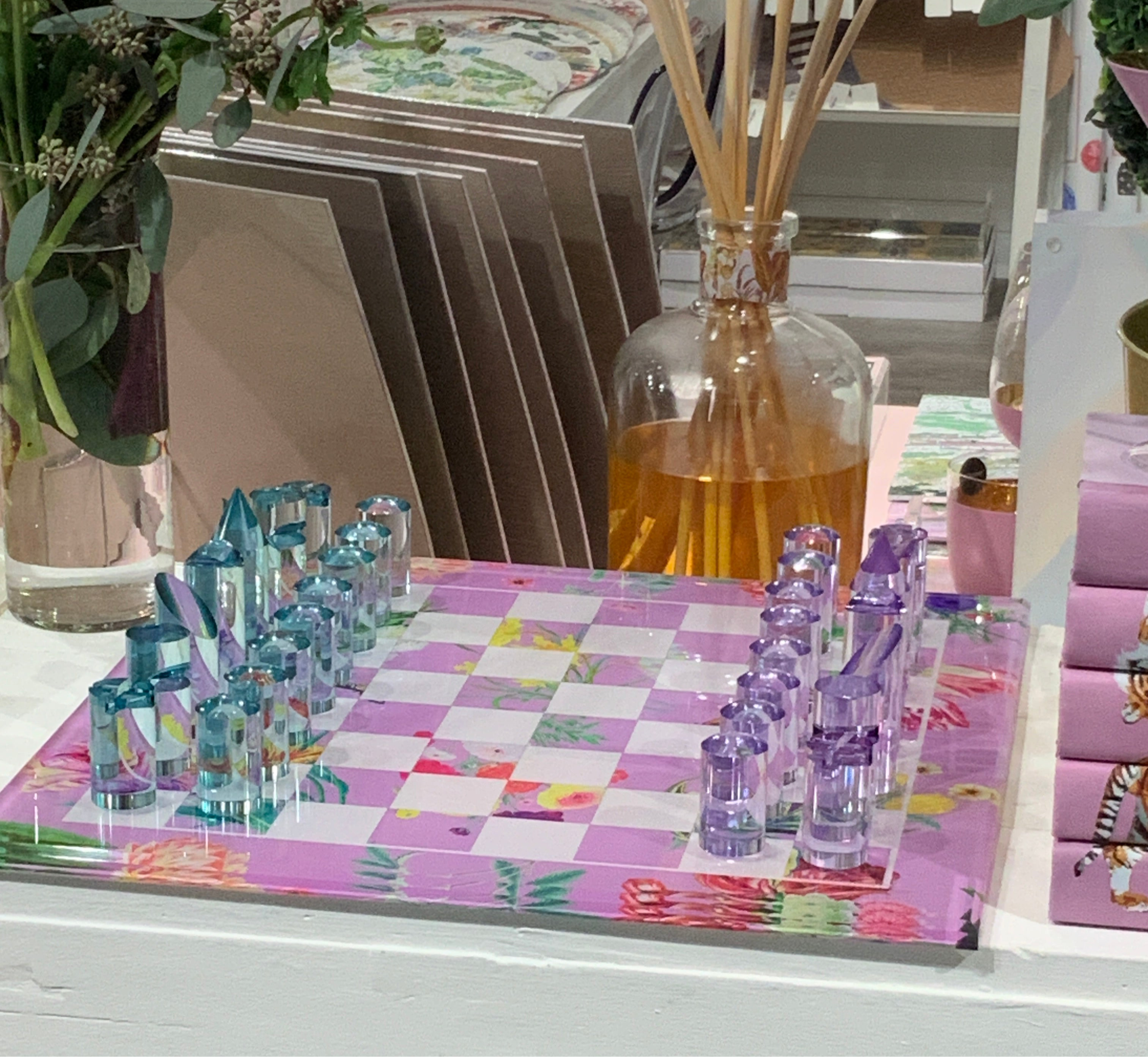 Flora Fauna Orchid Acrylic Chess