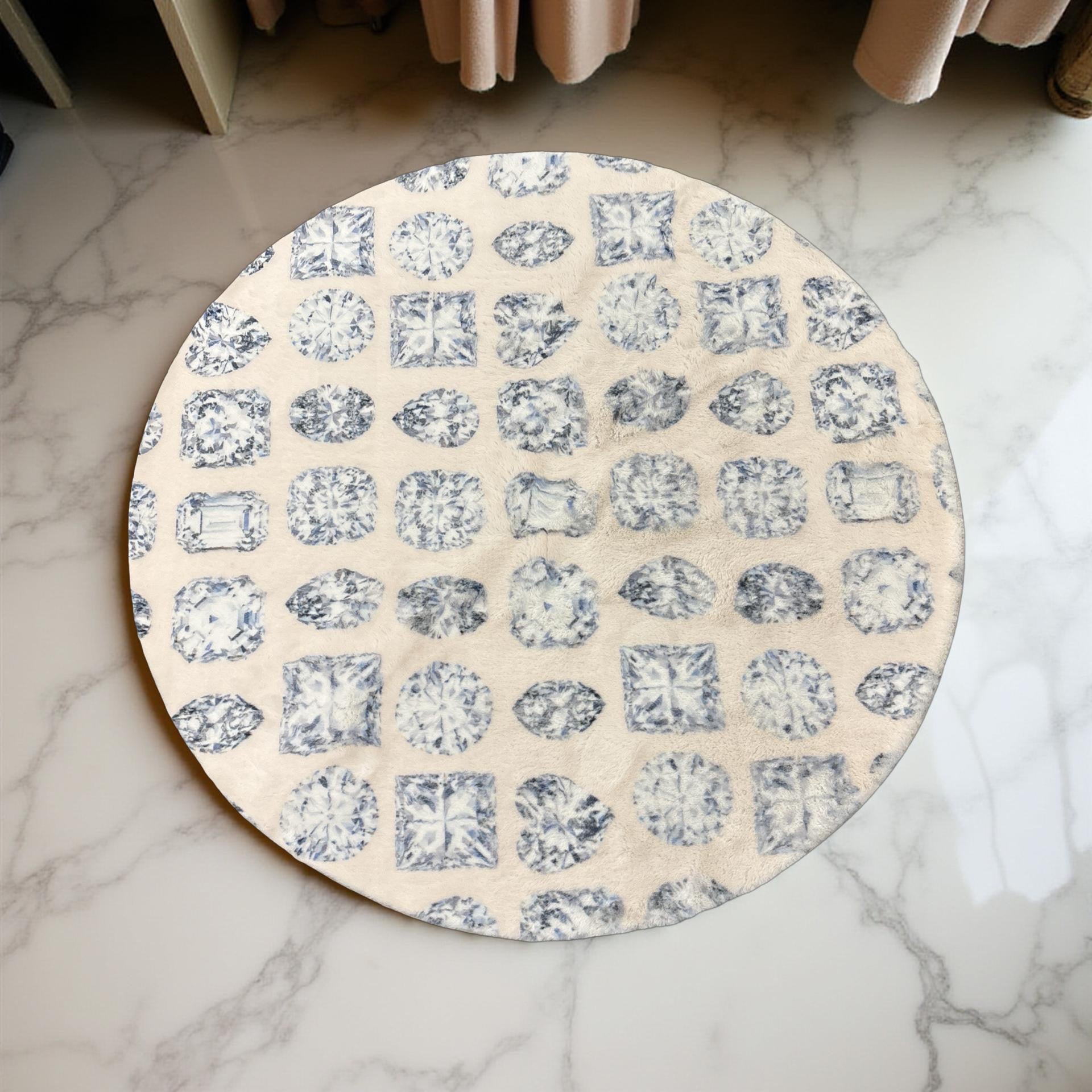 Bougie Diamonds Ice Round Cloud Washables Rug