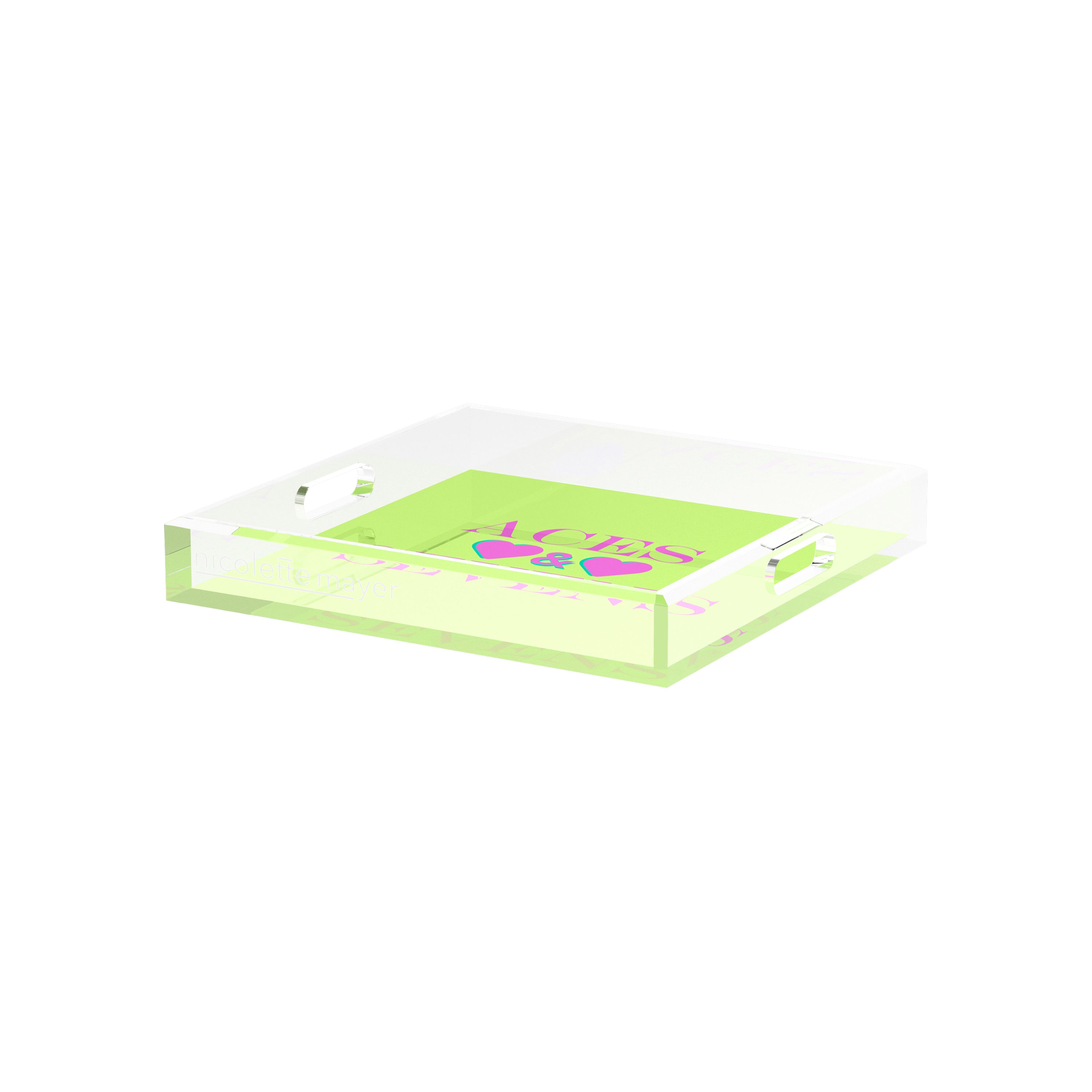 Canasta Aces and Sevens Key Lime Pink 12X12 Acrylic Tray - nicolettemayer.com