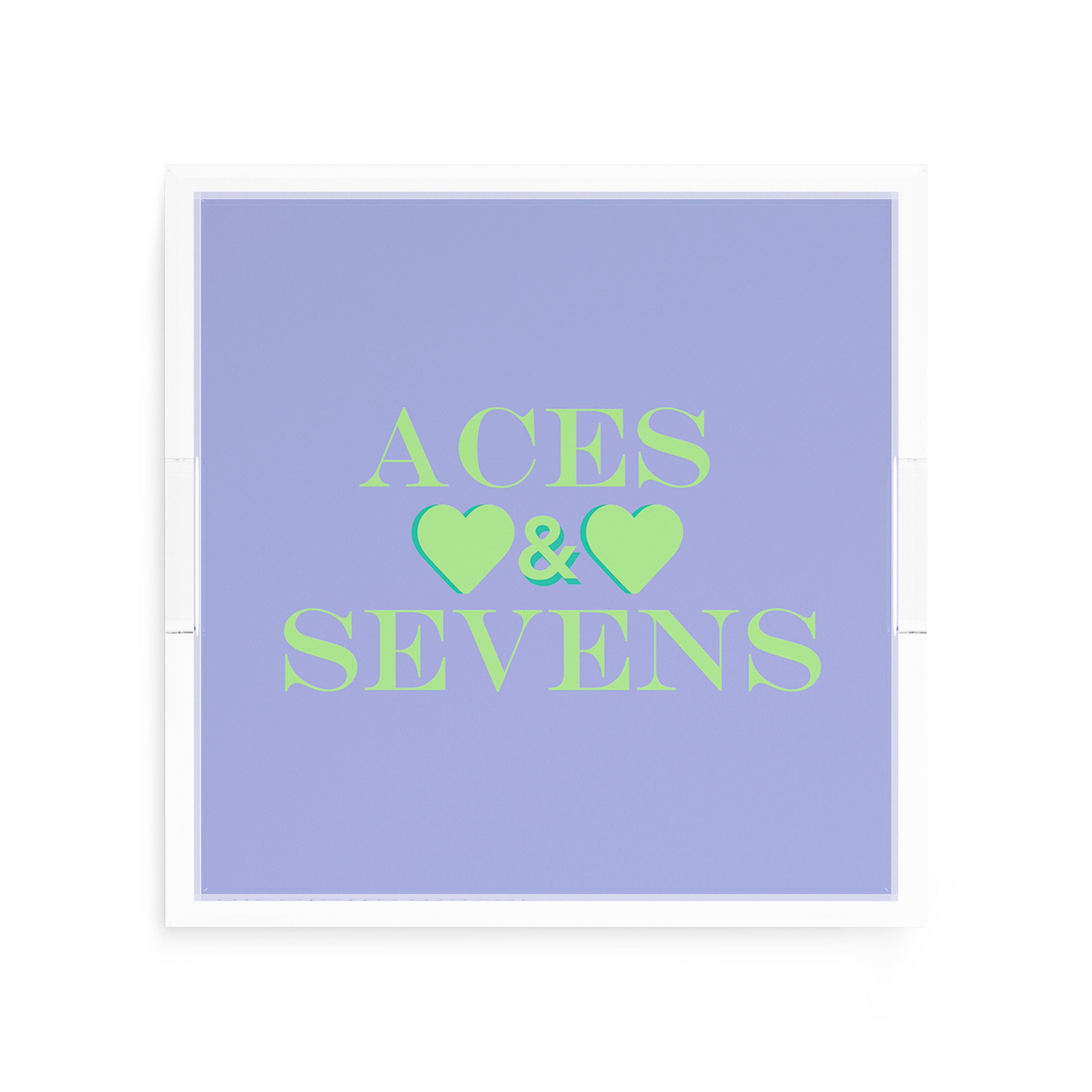 Canasta Aces and Sevens Lime Hydrangea 12X12 Acrylic Tray - nicolettemayer.com