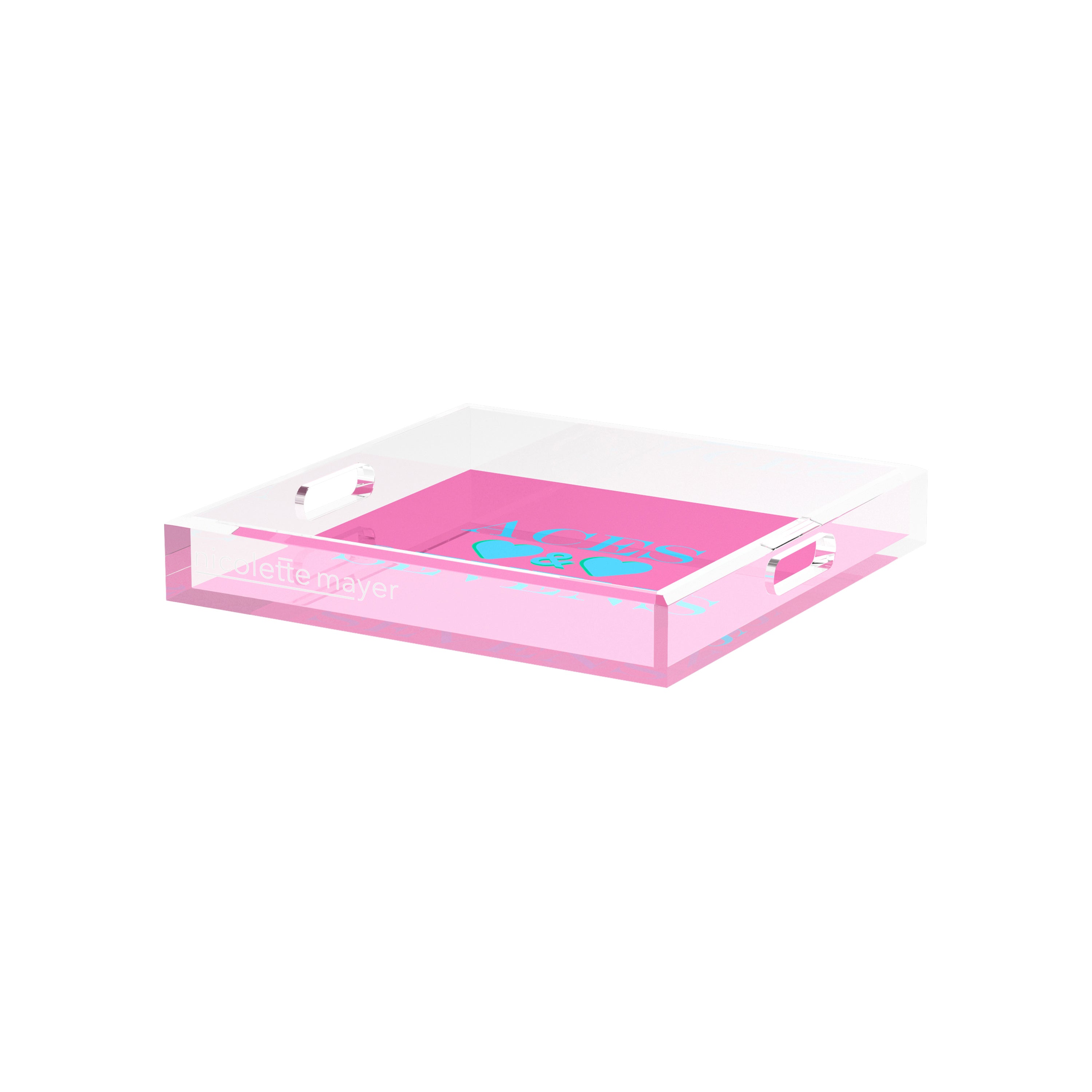 Canasta Aces and Sevens Pink Blue 12X12 Acrylic Tray - nicolettemayer.com