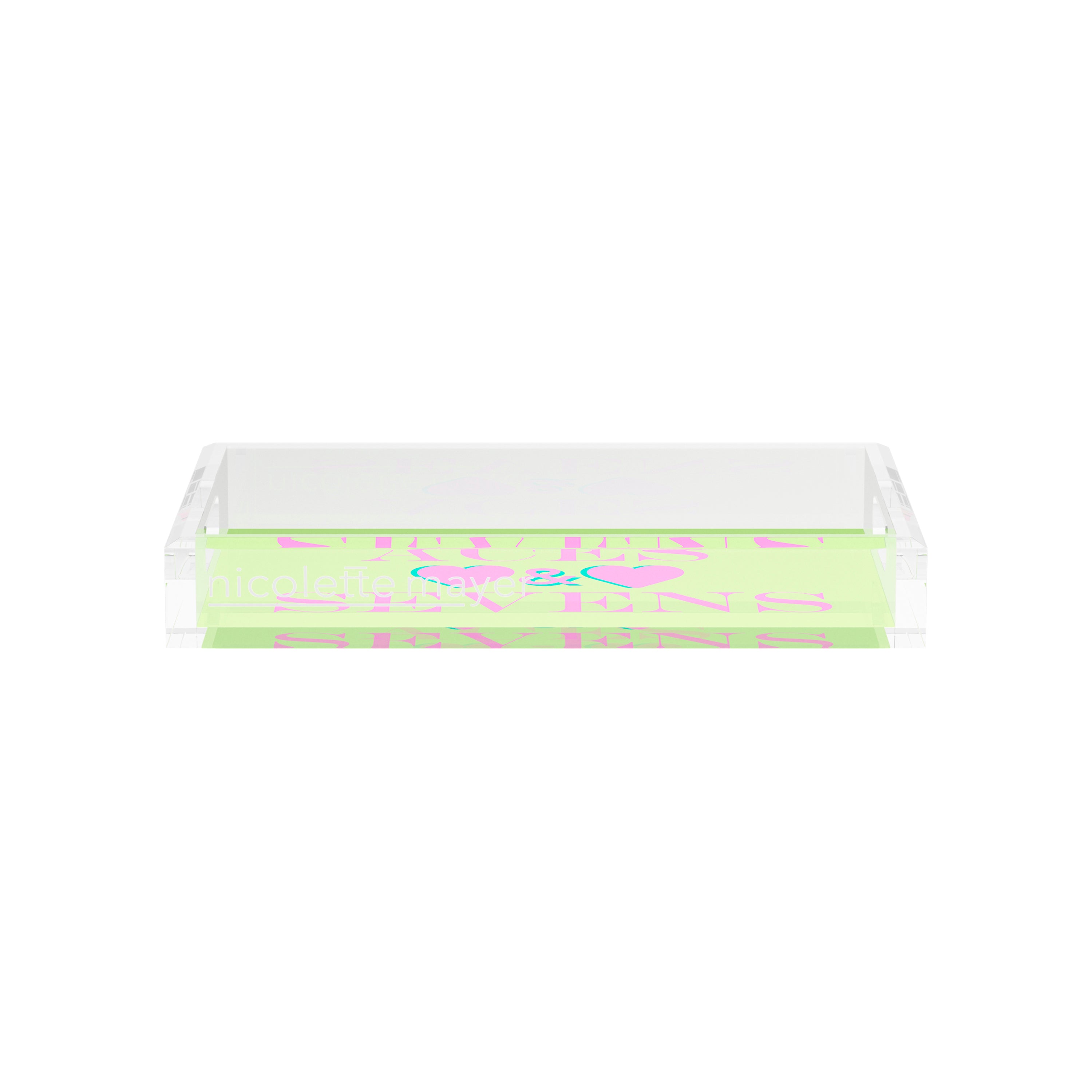 Canasta Aces And Sevens Key Lime Pink 12.5x7.75 Acrylic Tray - nicolettemayer.com