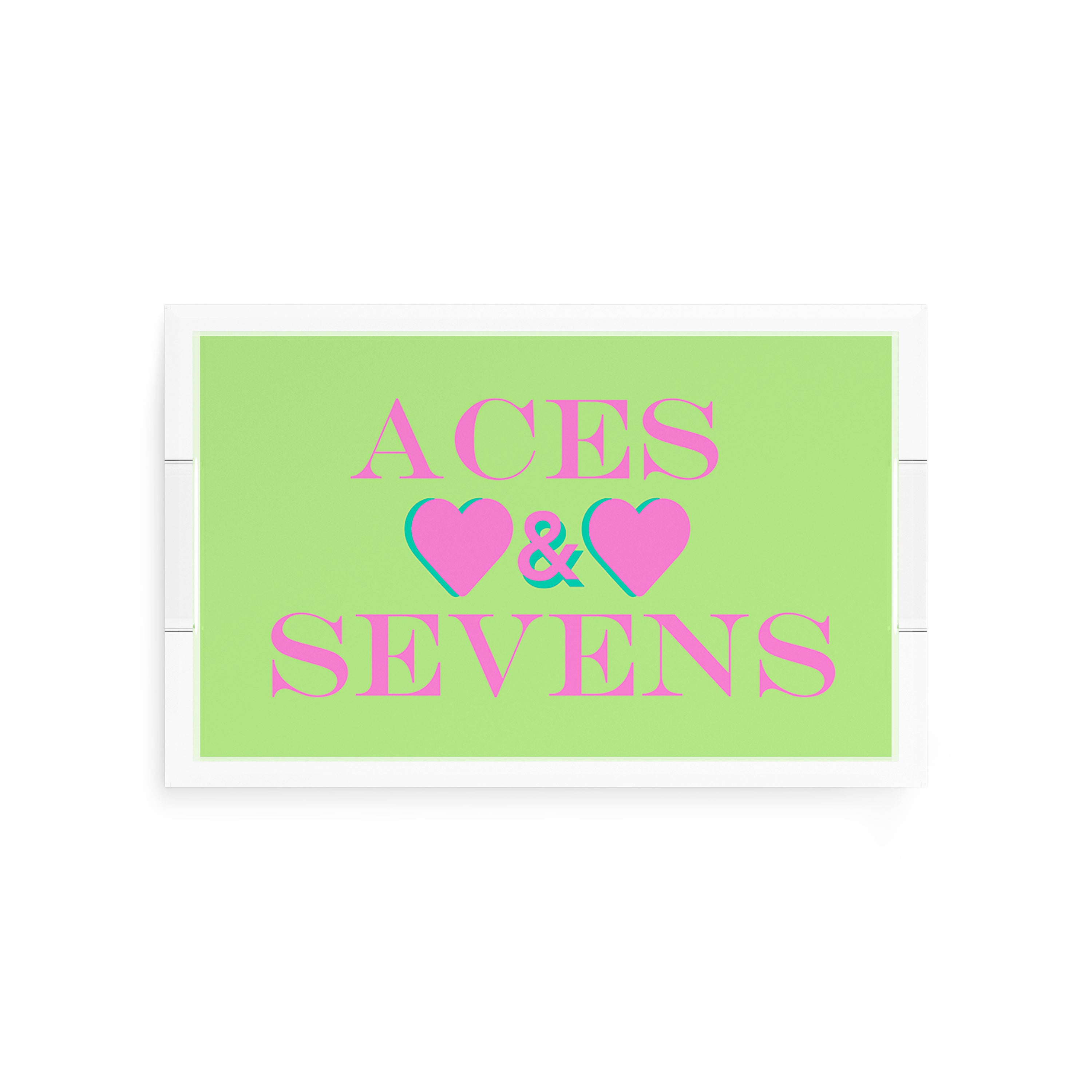 Canasta Aces And Sevens Key Lime Pink 12.5x7.75 Acrylic Tray - nicolettemayer.com