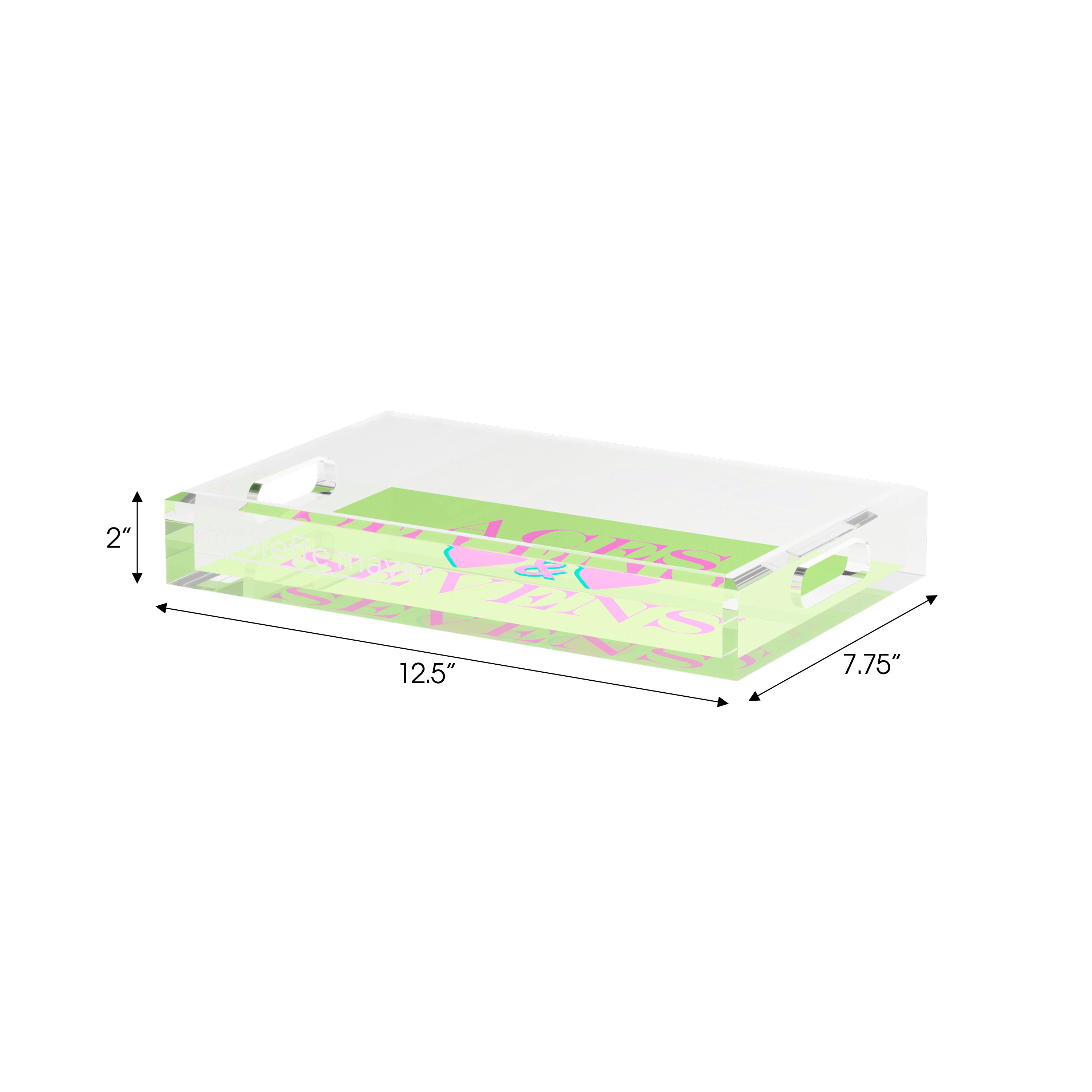Canasta Aces And Sevens Key Lime Pink Set of 3 Acrylic Tray - nicolettemayer.com