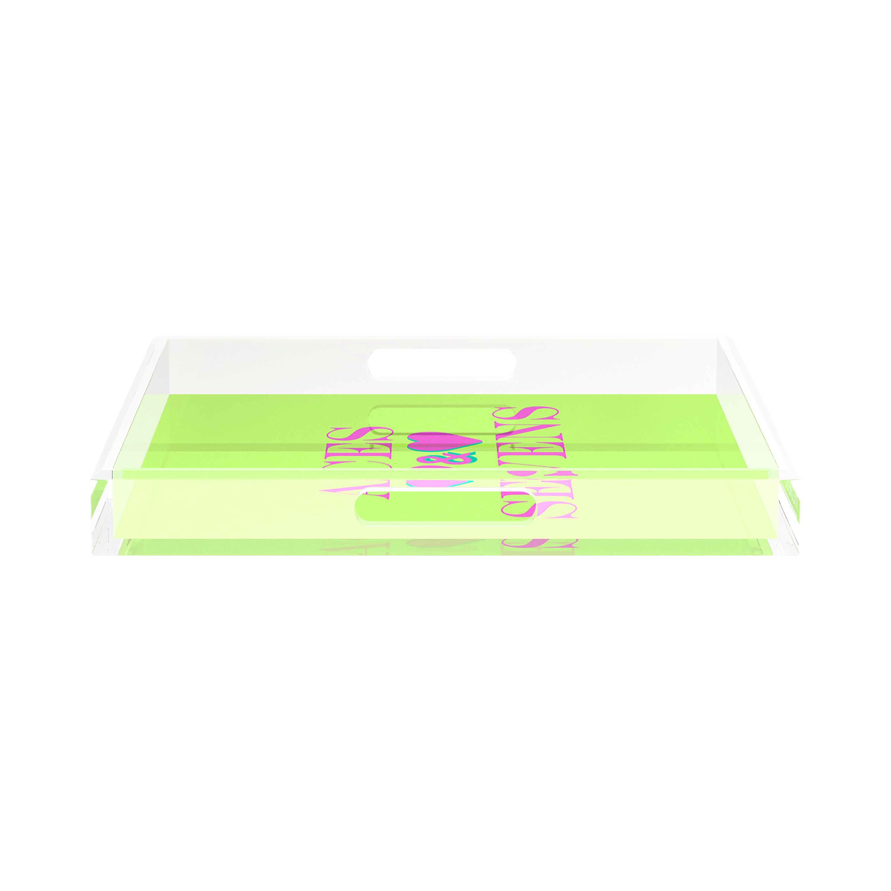 Canasta Aces and Sevens Key Lime Pink 15X15 Acrylic Tray - nicolettemayer.com