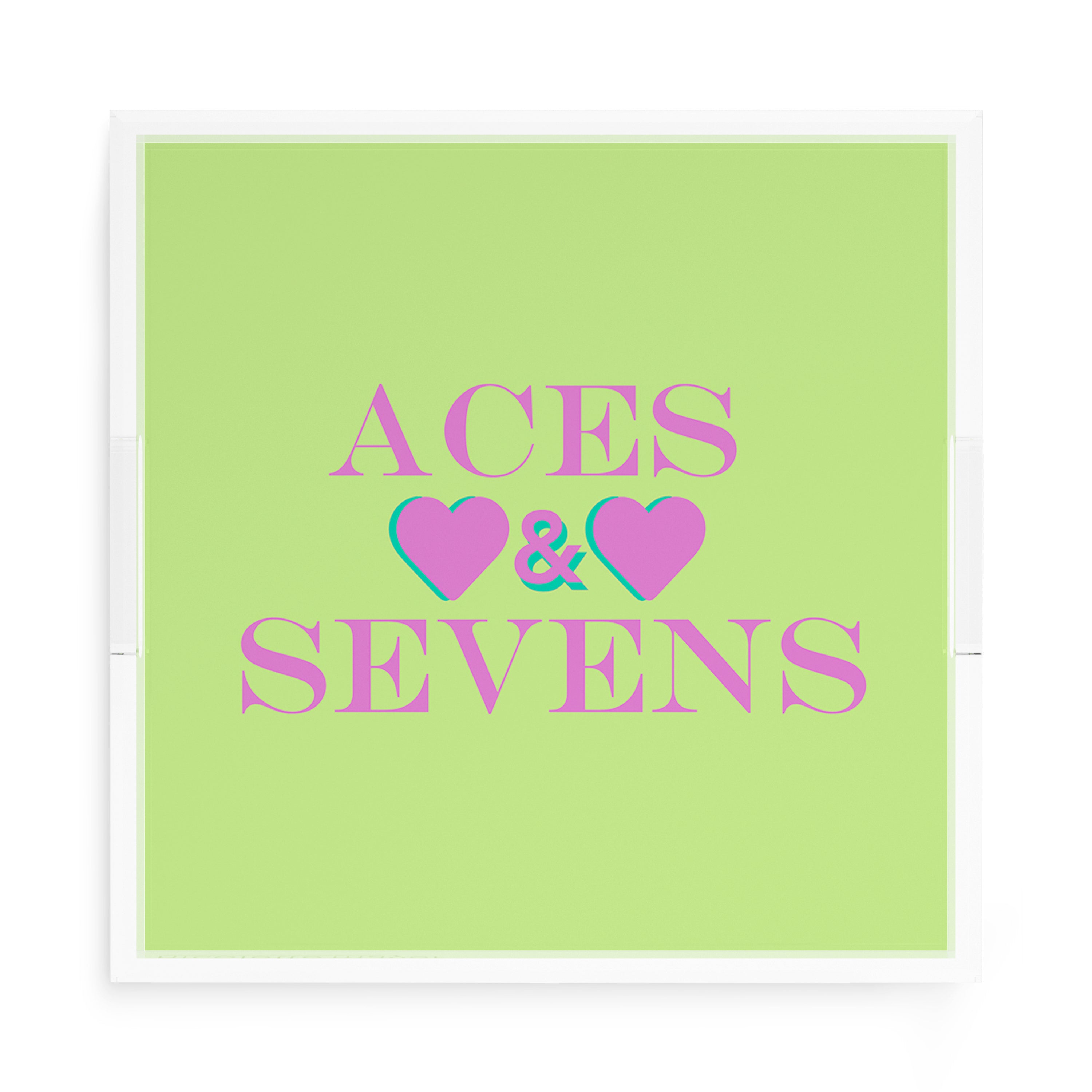 Canasta Aces and Sevens Key Lime Pink 15X15 Acrylic Tray - nicolettemayer.com