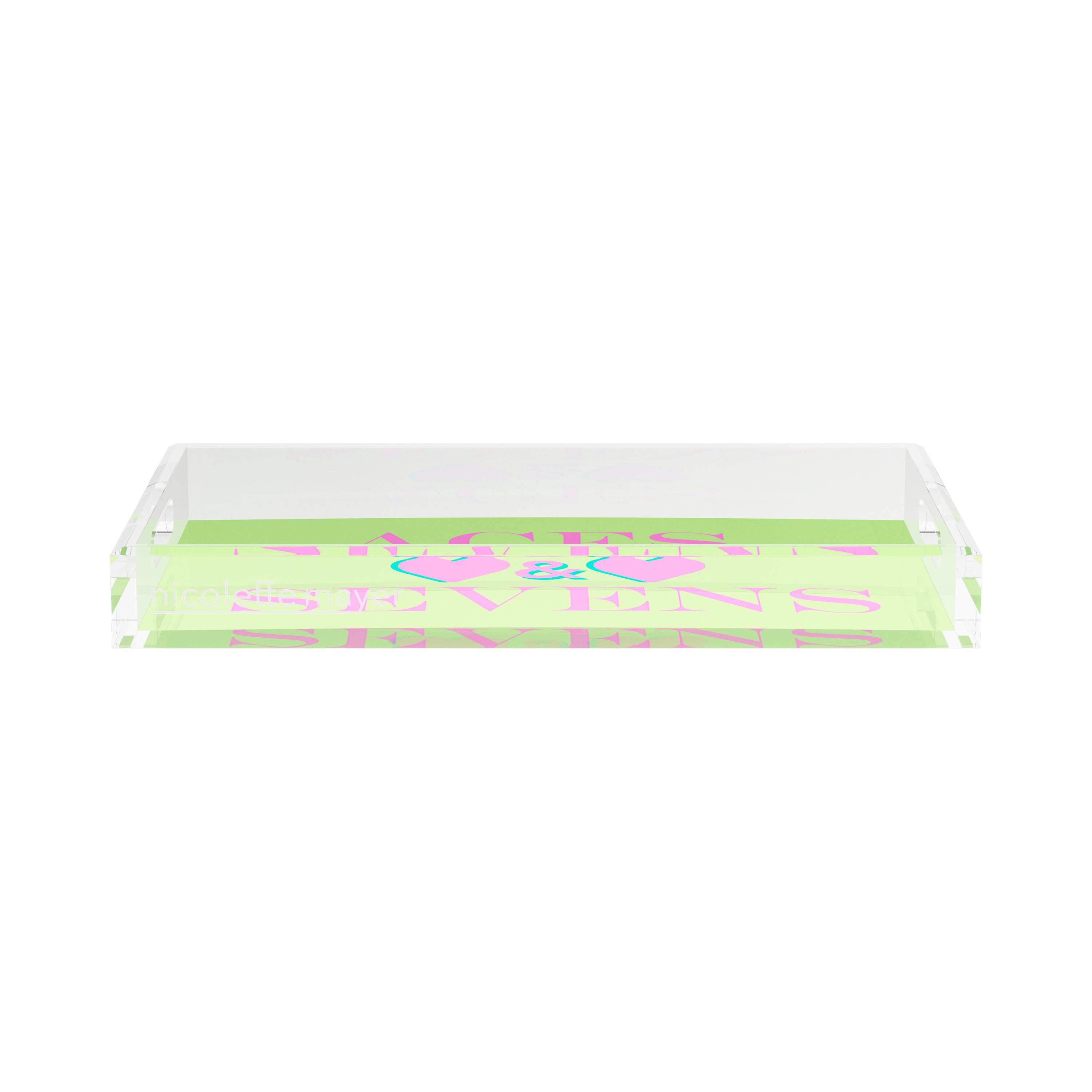 Canasta Aces And Sevens Key Lime Pink 17X10.5 Acrylic Tray - nicolettemayer.com