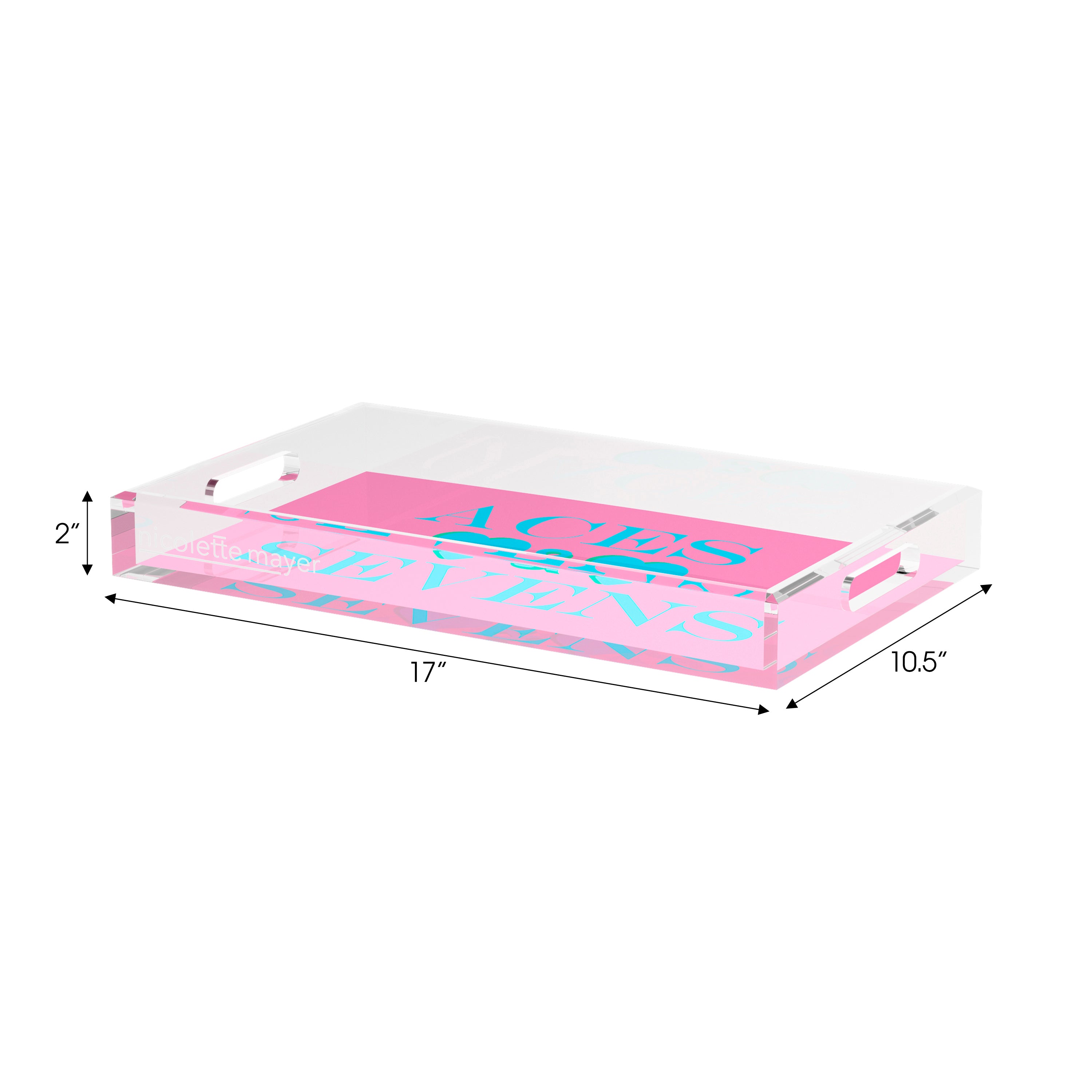 Canasta Aces And Sevens Pink Blue Set of 3 Acrylic Tray - nicolettemayer.com