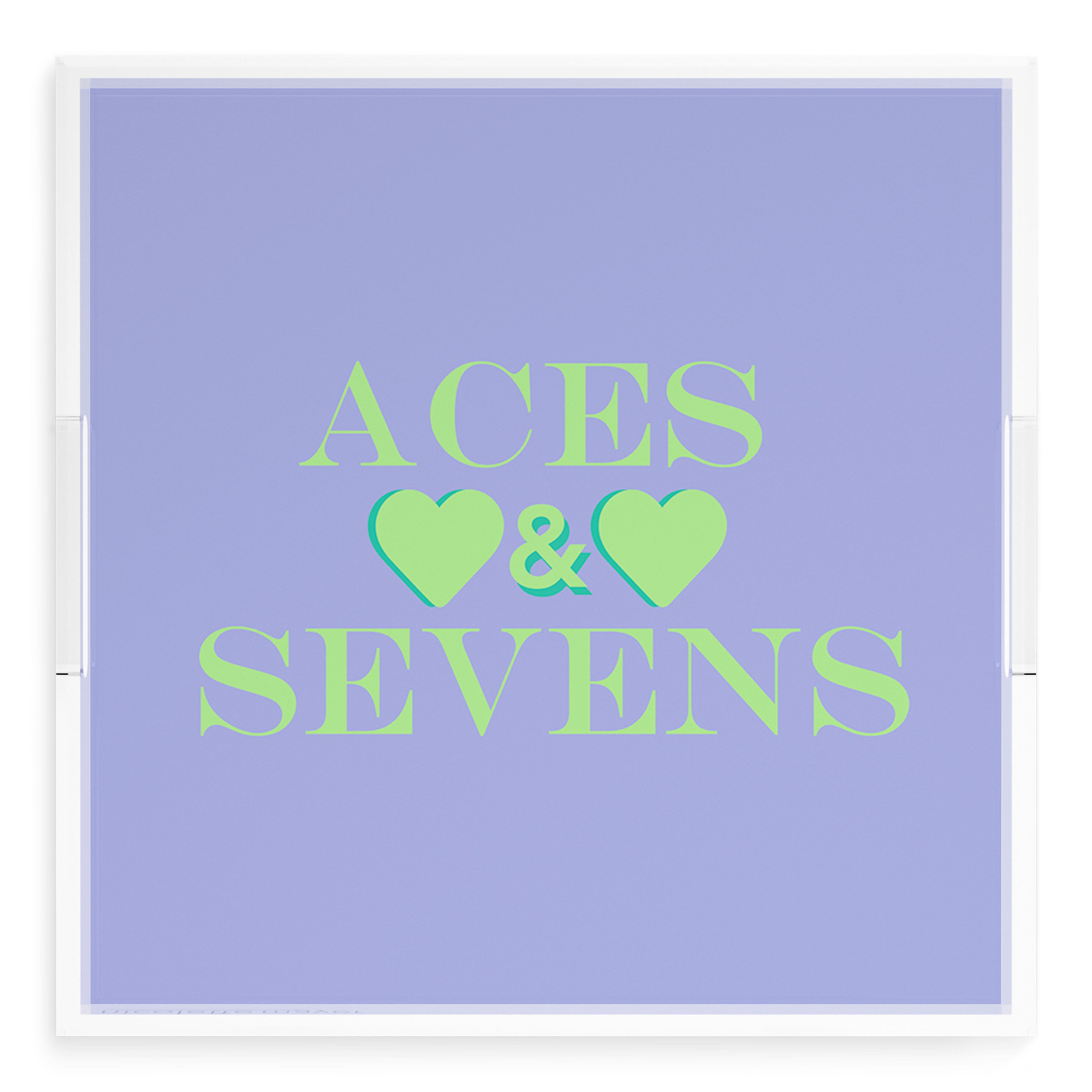 Canasta Aces and Sevens Lime Hydrangea 18X18 Acrylic Tray - nicolettemayer.com