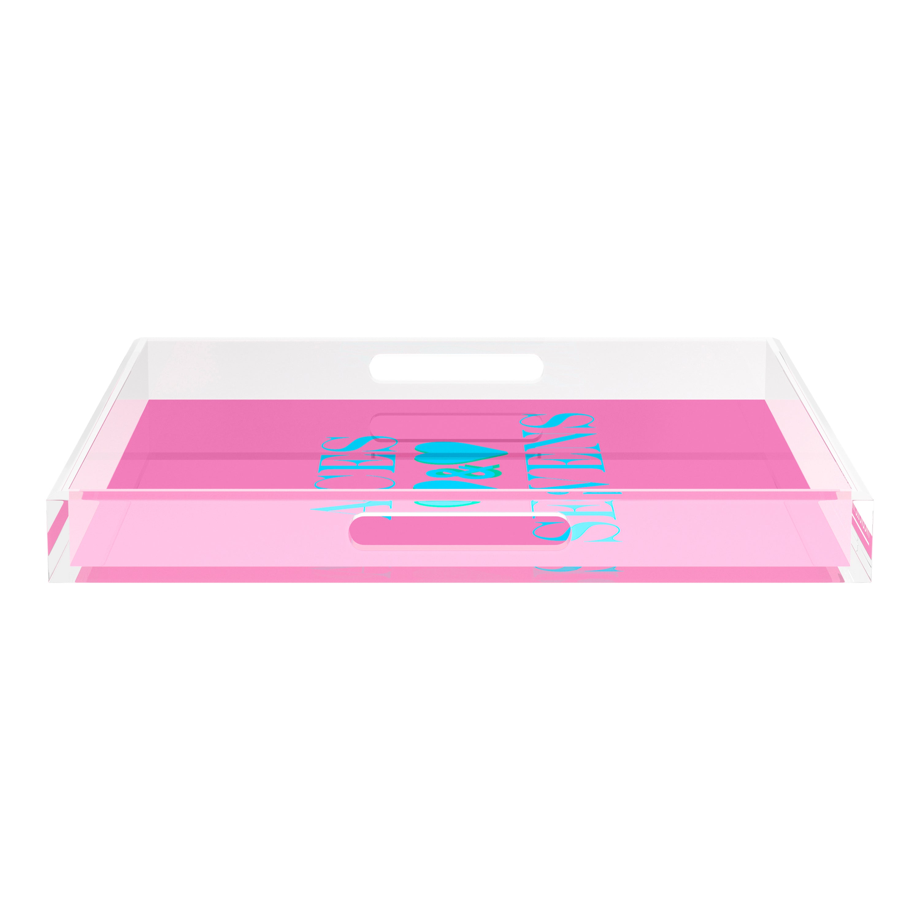 Canasta Aces and Sevens Pink Blue 18X18 Acrylic Tray - nicolettemayer.com