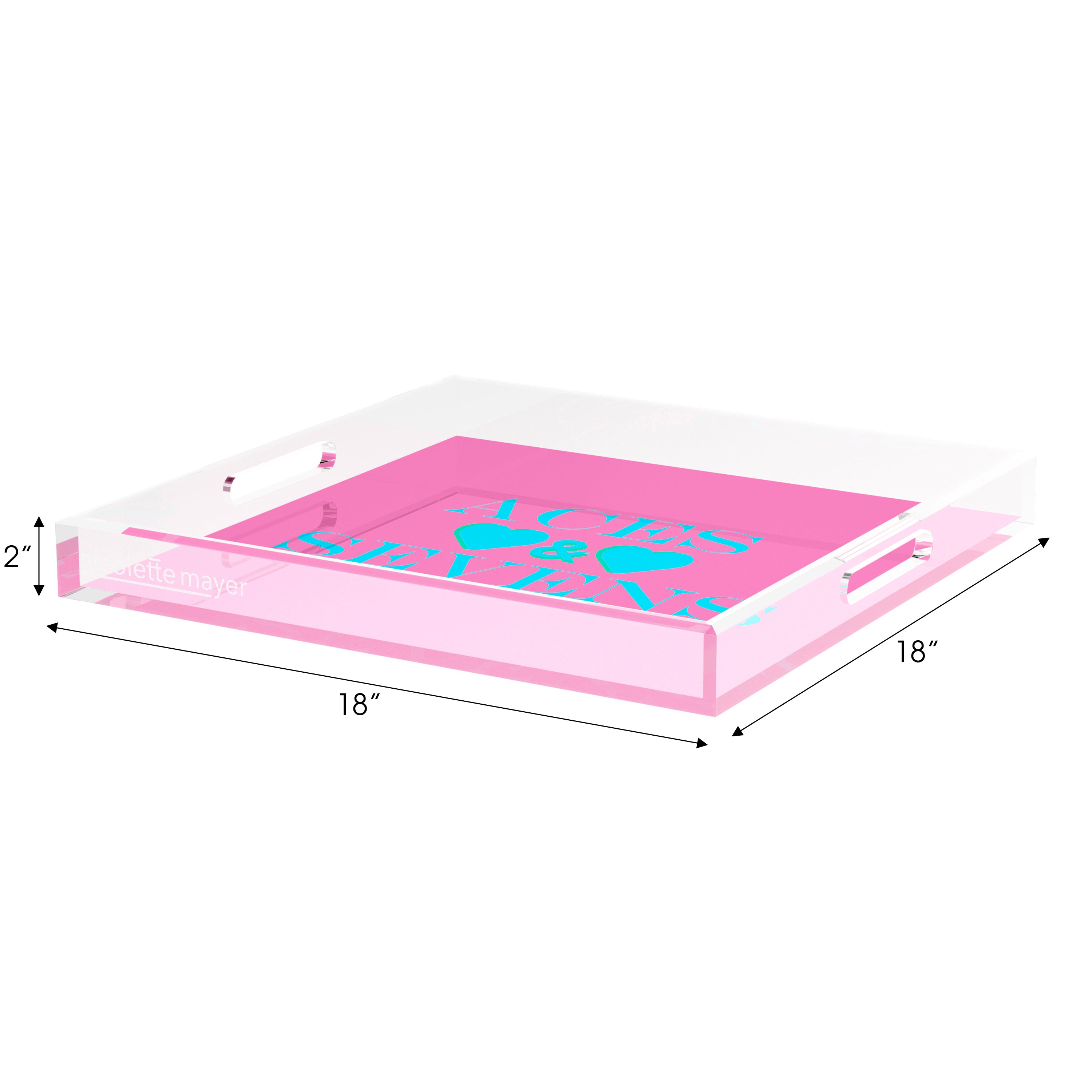 Canasta Aces and Sevens Pink Blue Set of 3 Acrylic Tray - nicolettemayer.com