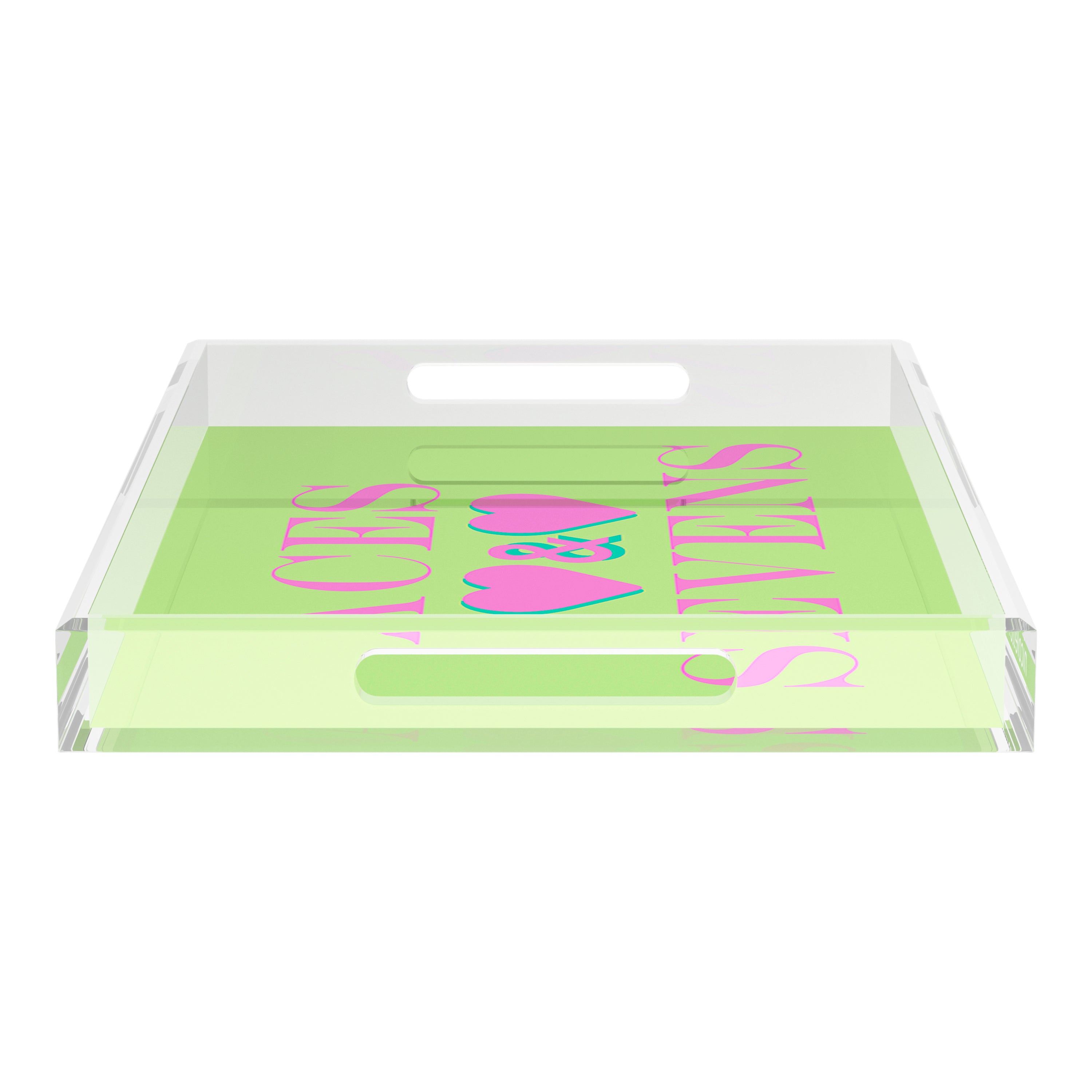 Canasta Aces And Sevens Key Lime Pink 22.5x14.5 Acrylic Tray - nicolettemayer.com