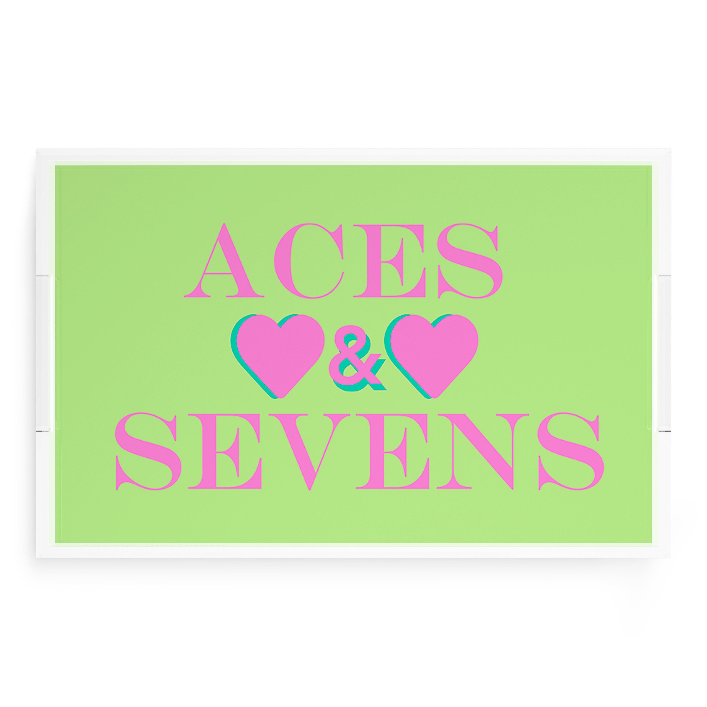 Canasta Aces And Sevens Key Lime Pink 22.5x14.5 Acrylic Tray - nicolettemayer.com