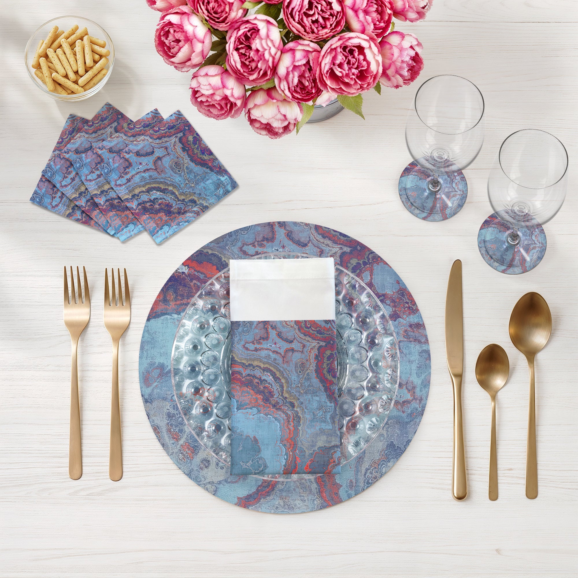 Agate Vegan Leather Round Pebble Placemat - nicolettemayer.com