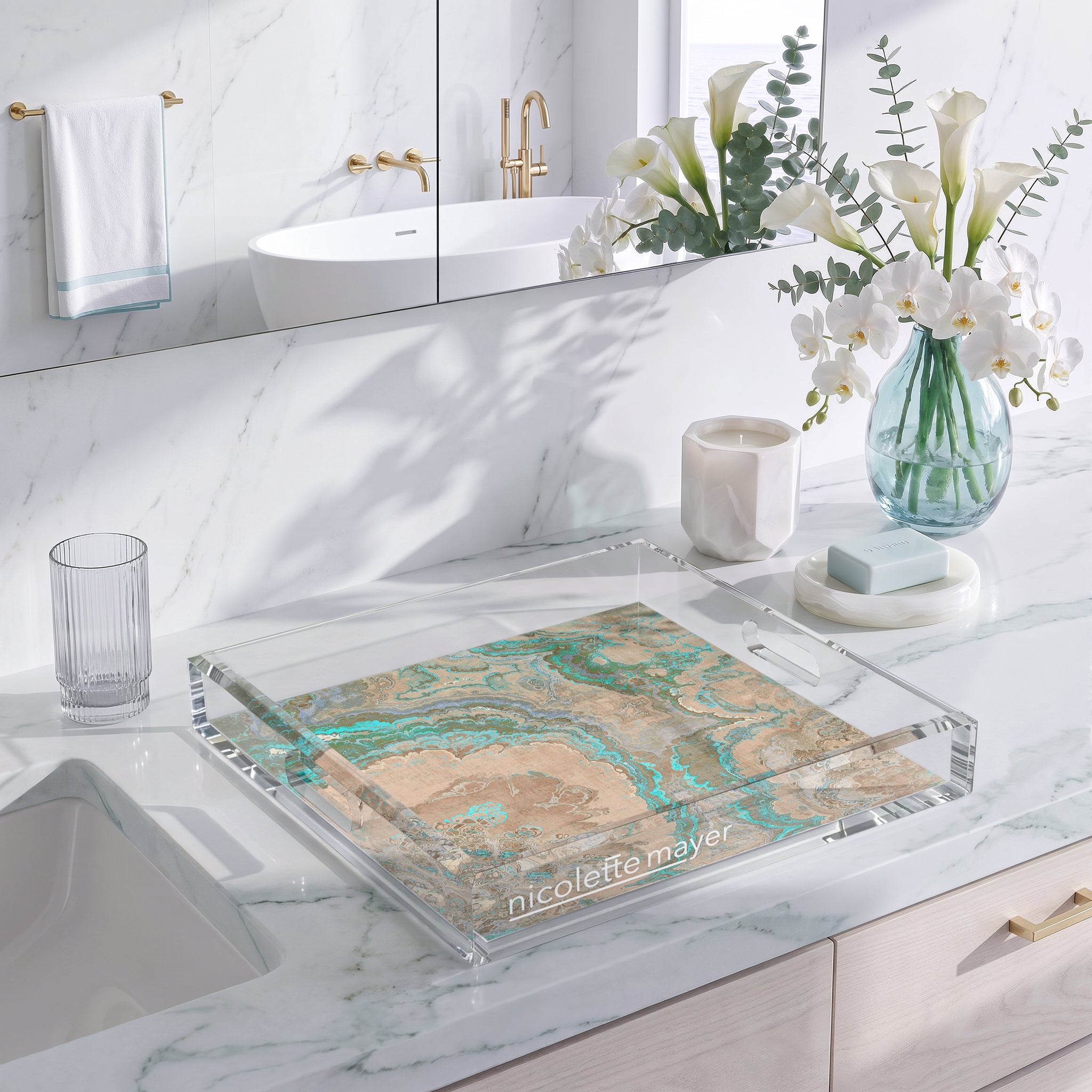 Agate Clay 12X12 Acrylic Tray - nicolettemayer.com