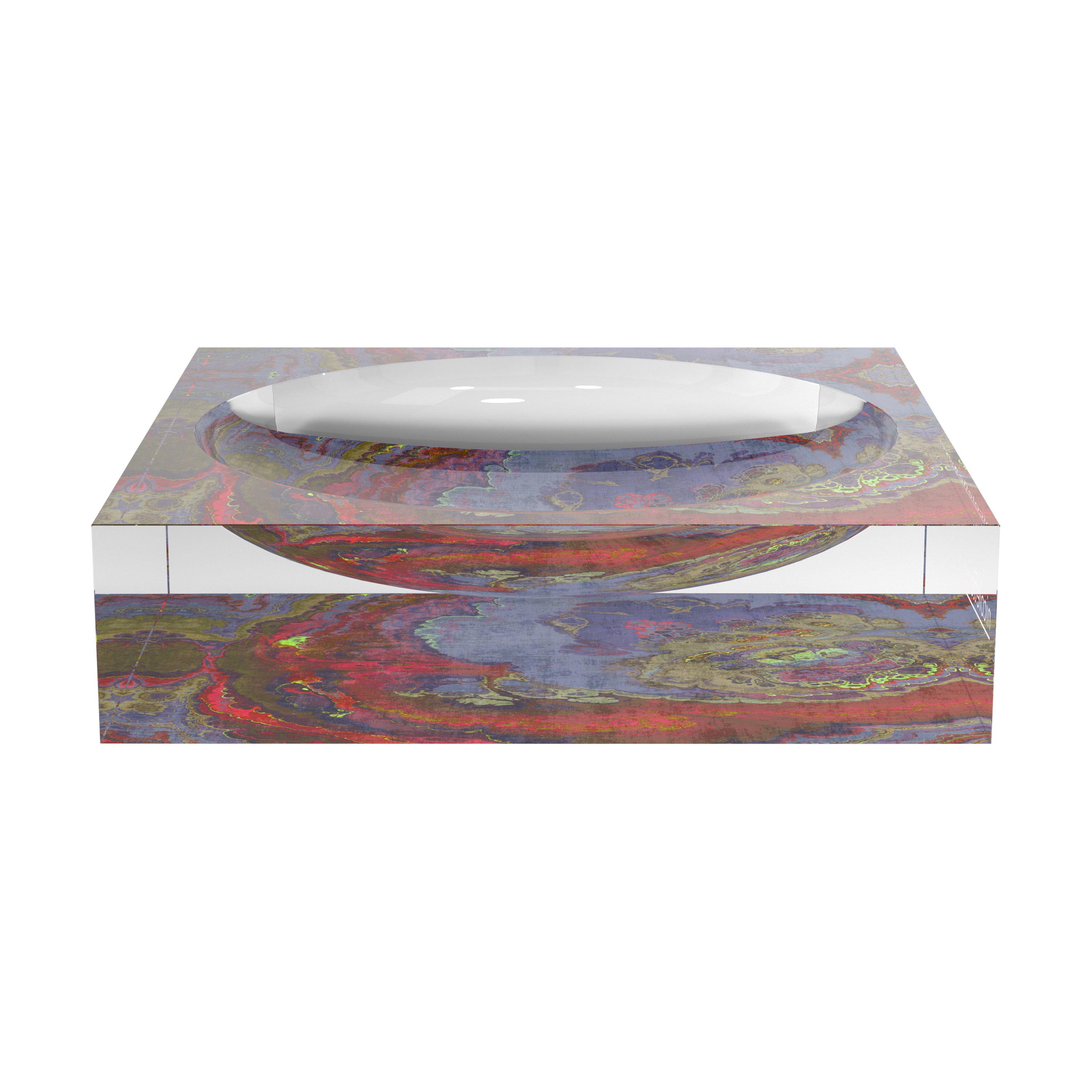 Vide-poches en acrylique couleur agate taupe