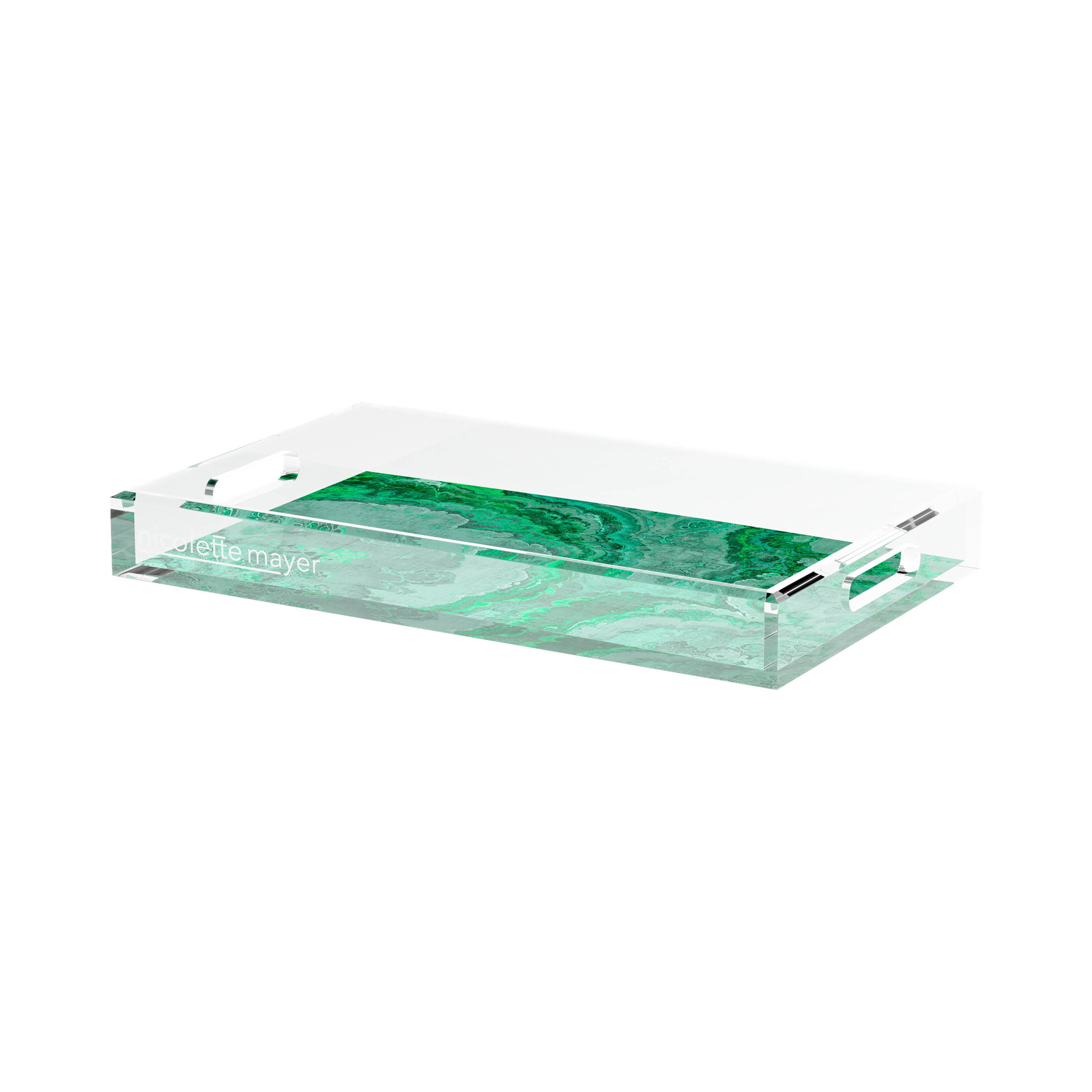 Agate Malachite 17X10.5 Acrylic Tray - nicolettemayer.com