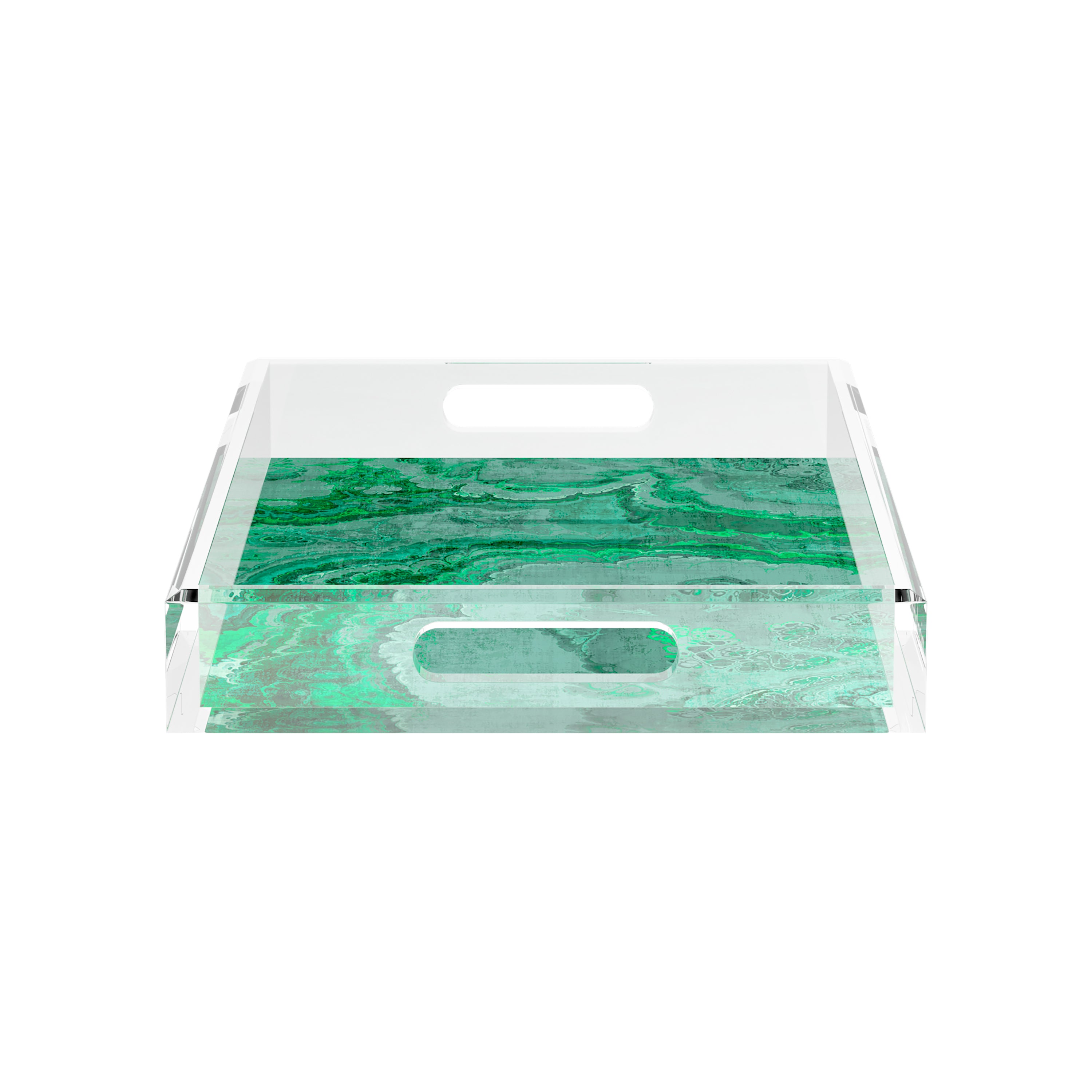 Agate Malachite 17X10.5 Acrylic Tray - nicolettemayer.com