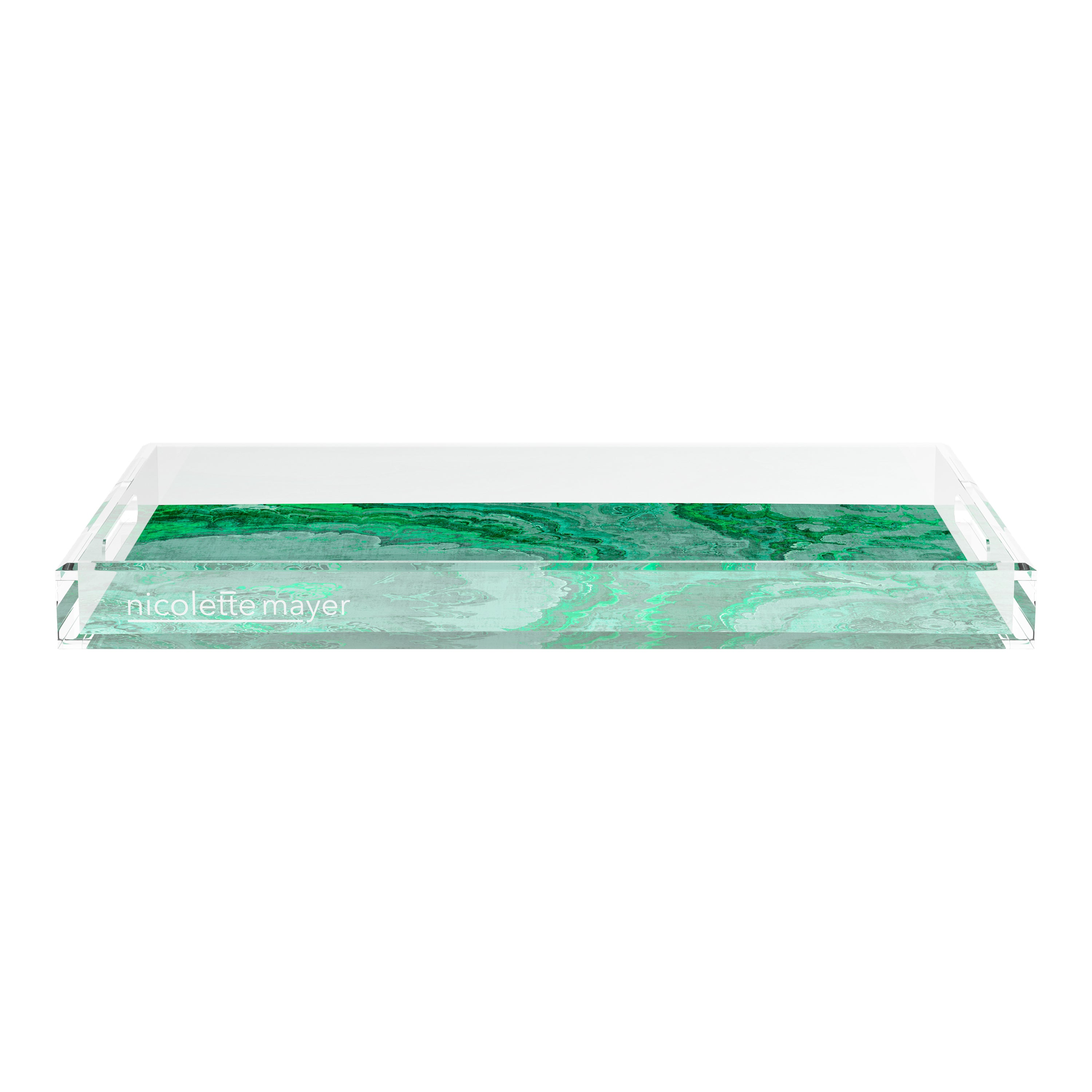 Agate Malachite 22.5X14.5 Acrylic Tray - nicolettemayer.com