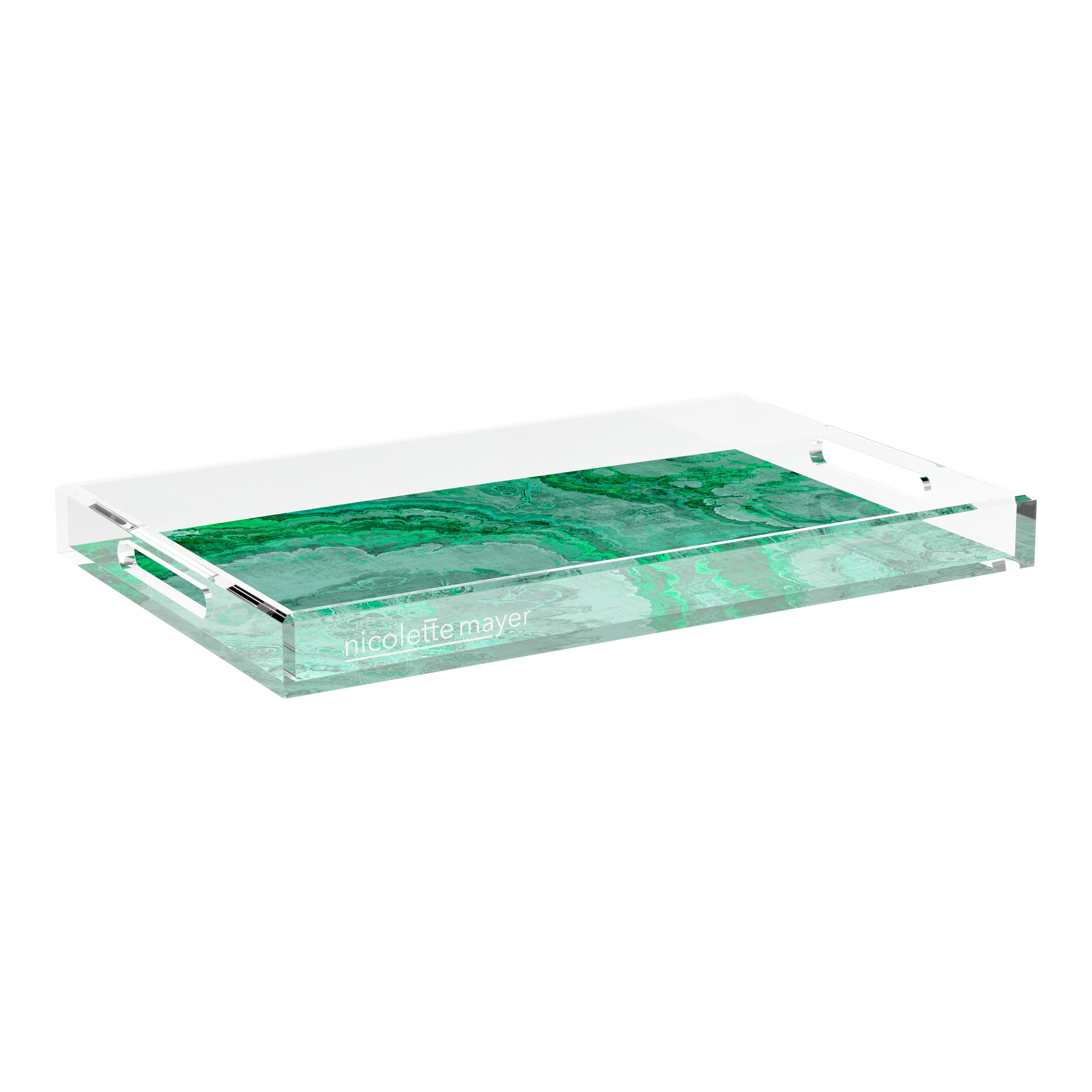 Agate Malachite 22.5X14.5 Acrylic Tray - nicolettemayer.com