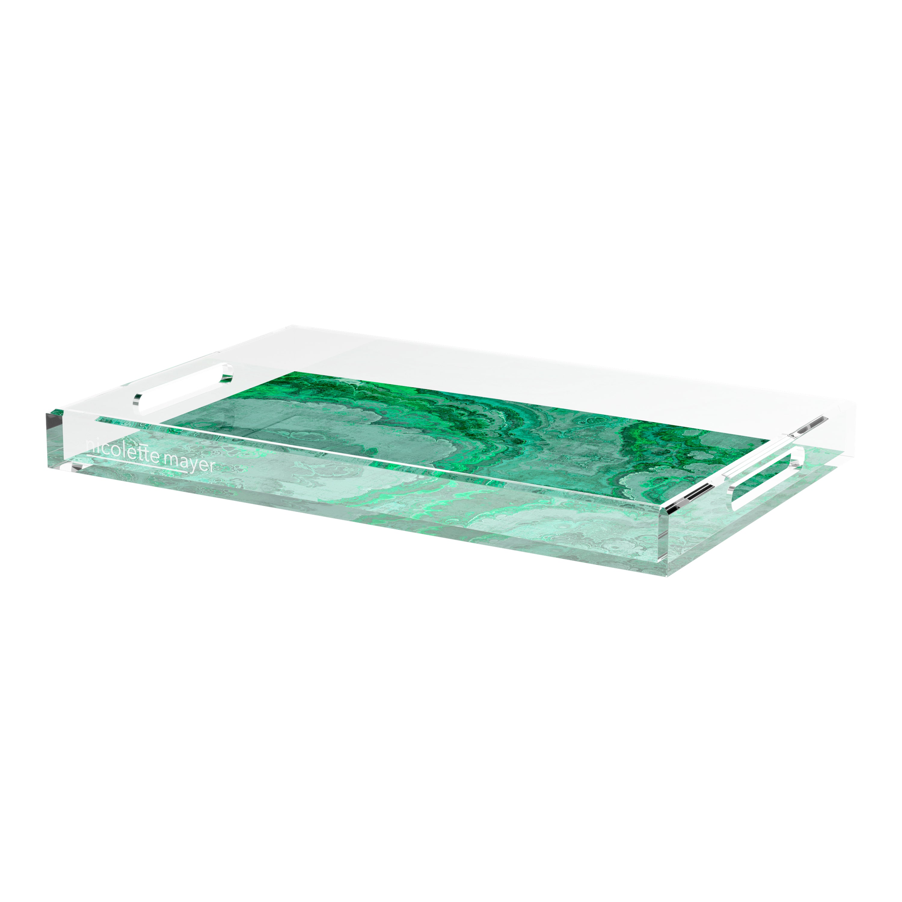 Agate Malachite 22.5X14.5 Acrylic Tray - nicolettemayer.com
