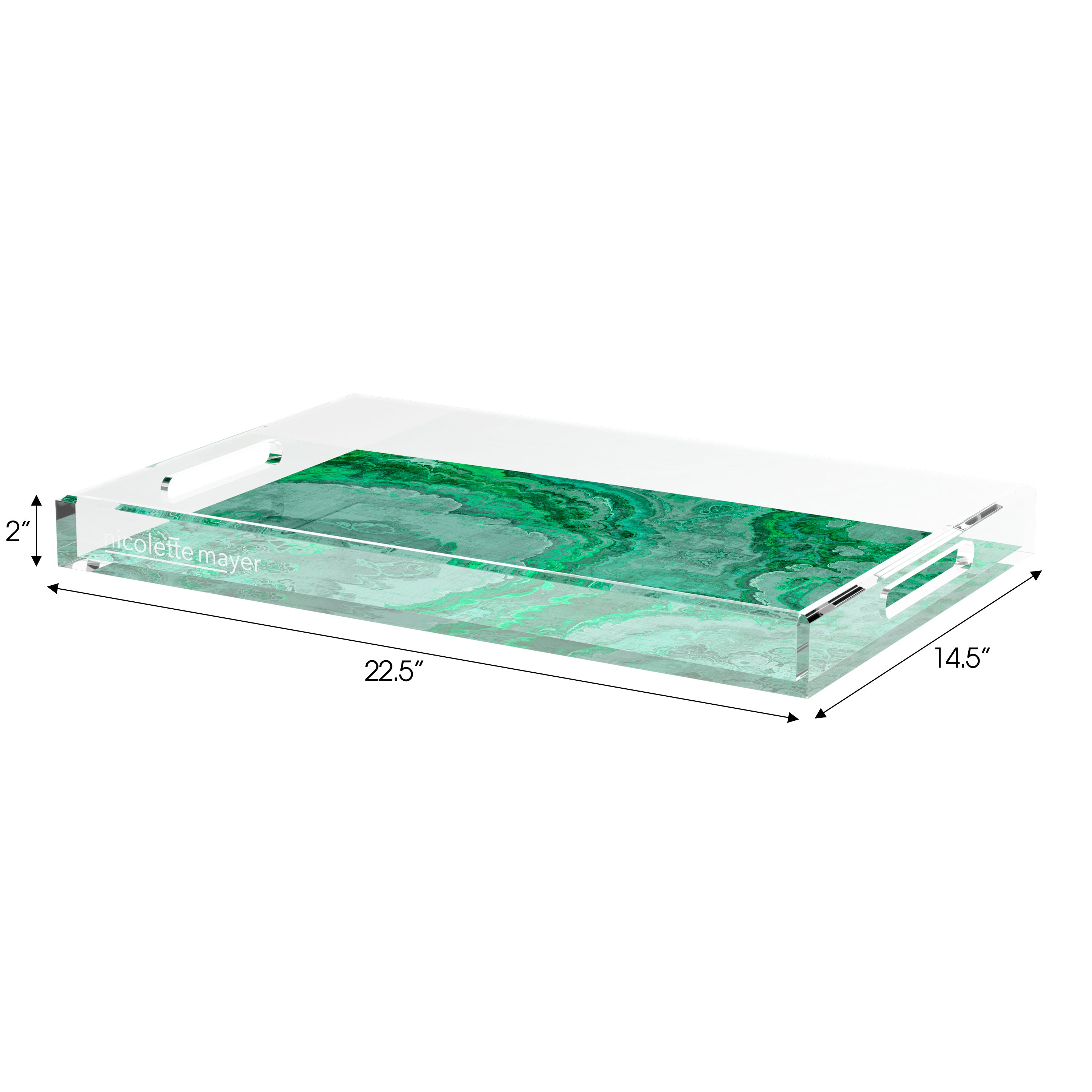 Agate Malachite 22.5X14.5 Acrylic Tray - nicolettemayer.com