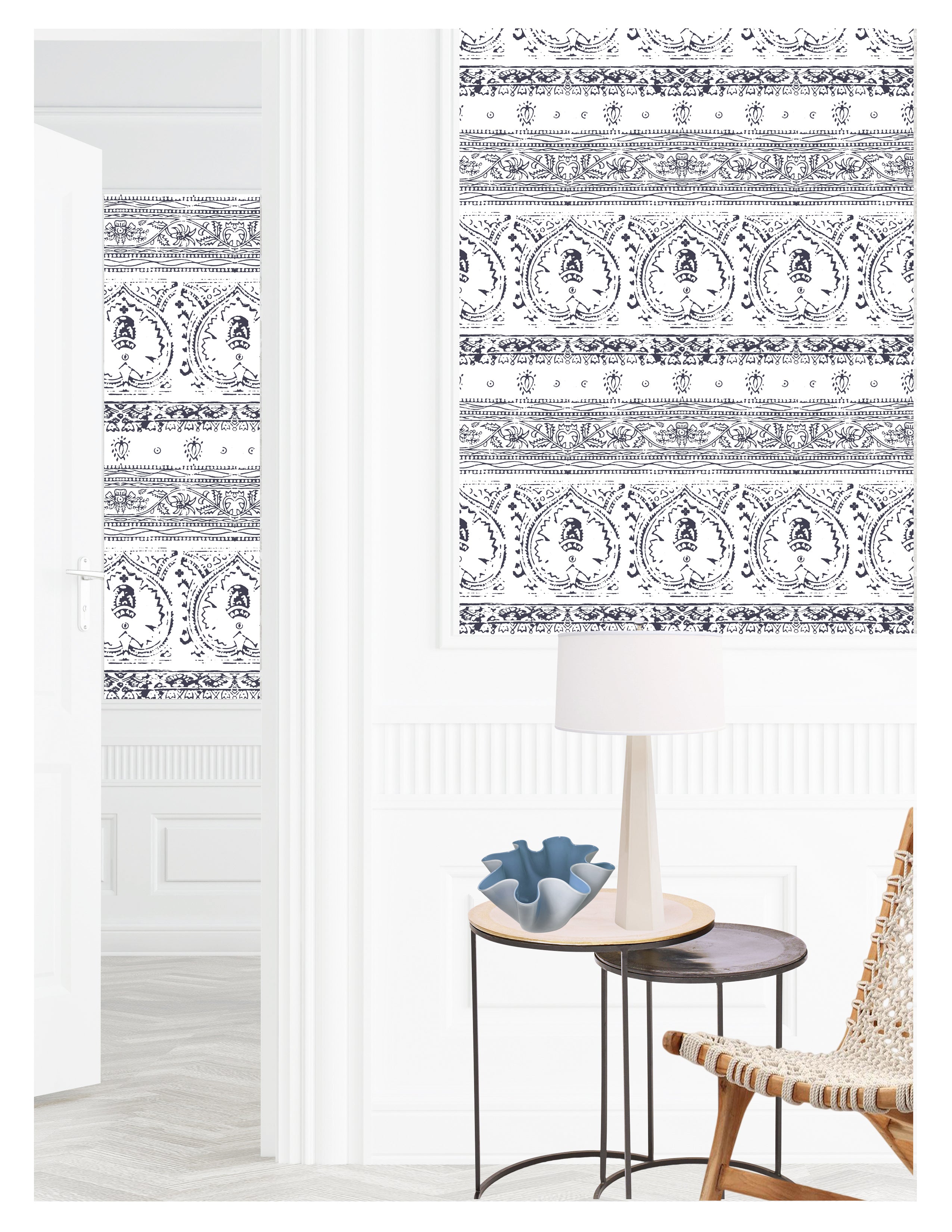 Agra Ink Peel and Stick Wallpaper, Double Roll, 34" x 288", 48 sq ft