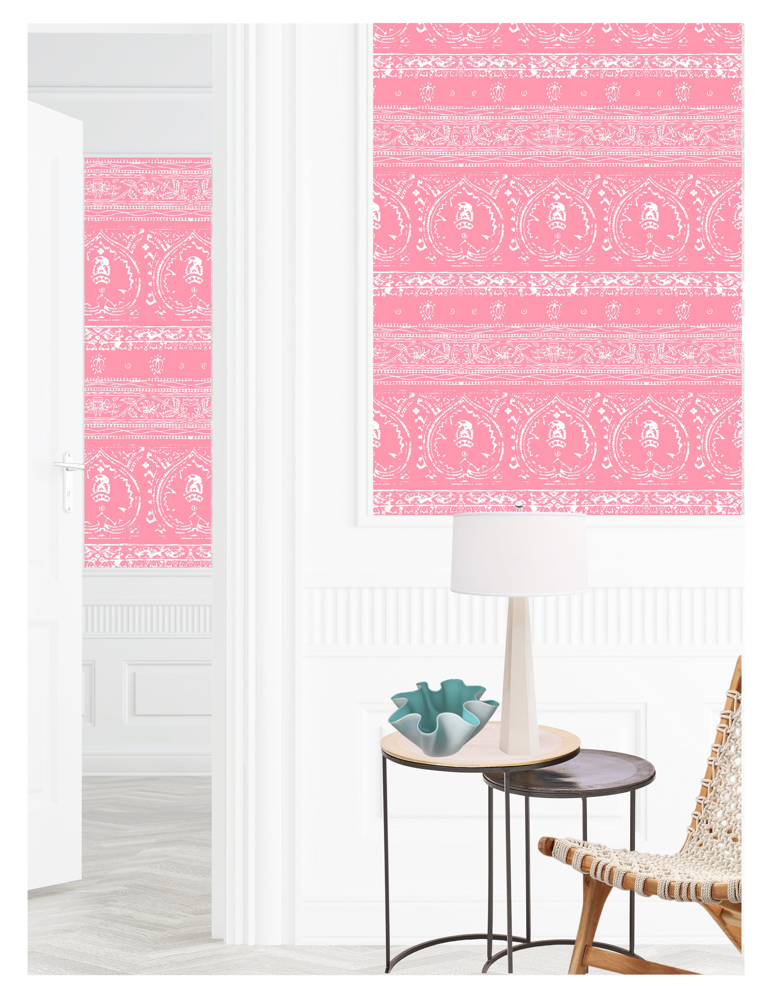 Agra Reverse Pink Peel and Stick Wallpaper, Double Roll, 34" x 288", 48 sq ft